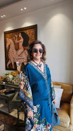 Gorgeous Crepe Fabric 3 Piece Outfit With Digital Floral Print & Hand Embroidery