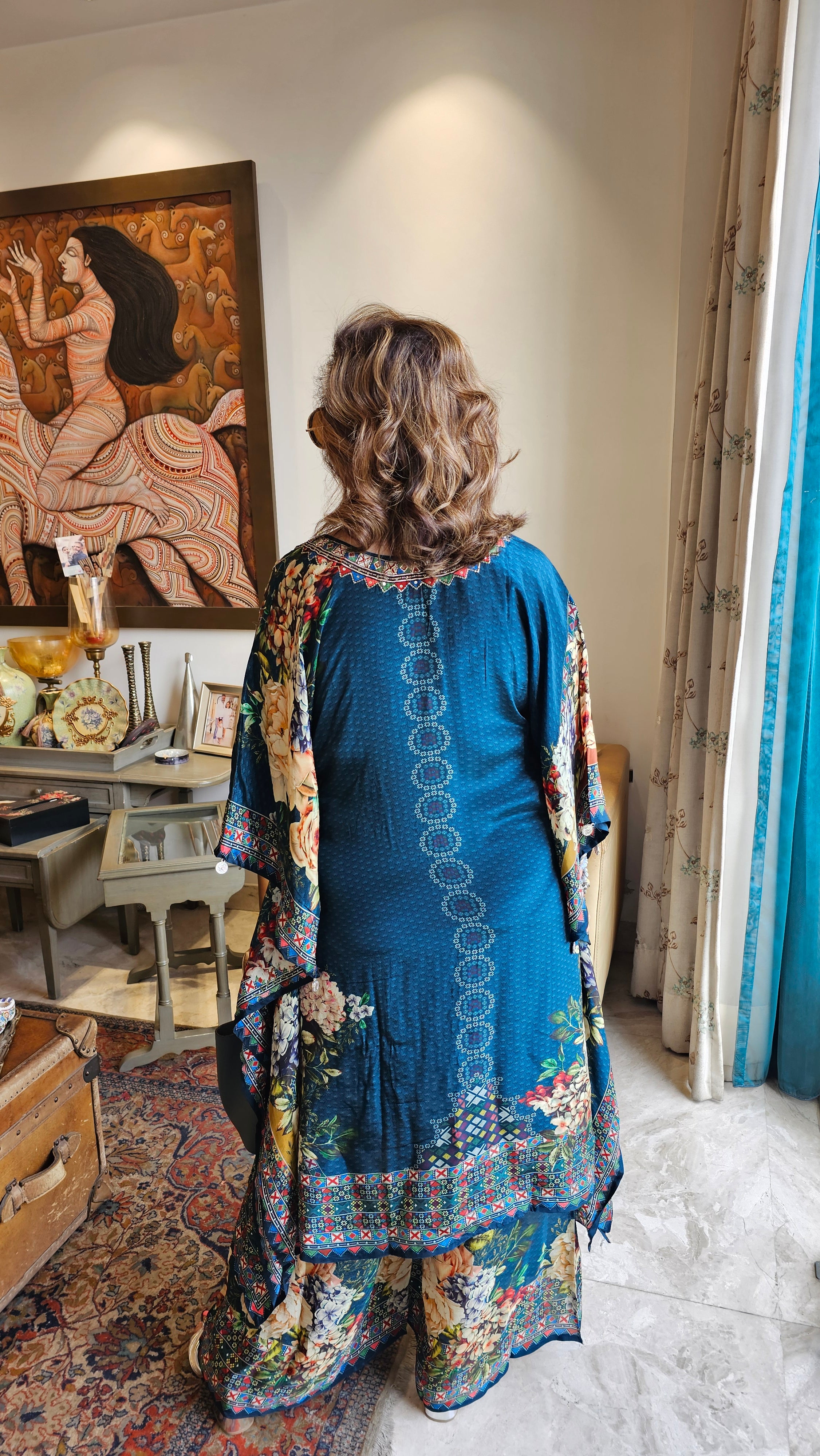Gorgeous Crepe Fabric 3 Piece Outfit With Digital Floral Print & Hand Embroidery