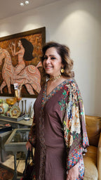 Gorgeous Crepe Fabric 3 Piece Outfit With Digital Floral Print & Hand Embroidery