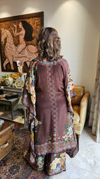 Gorgeous Crepe Fabric 3 Piece Outfit With Digital Floral Print & Hand Embroidery