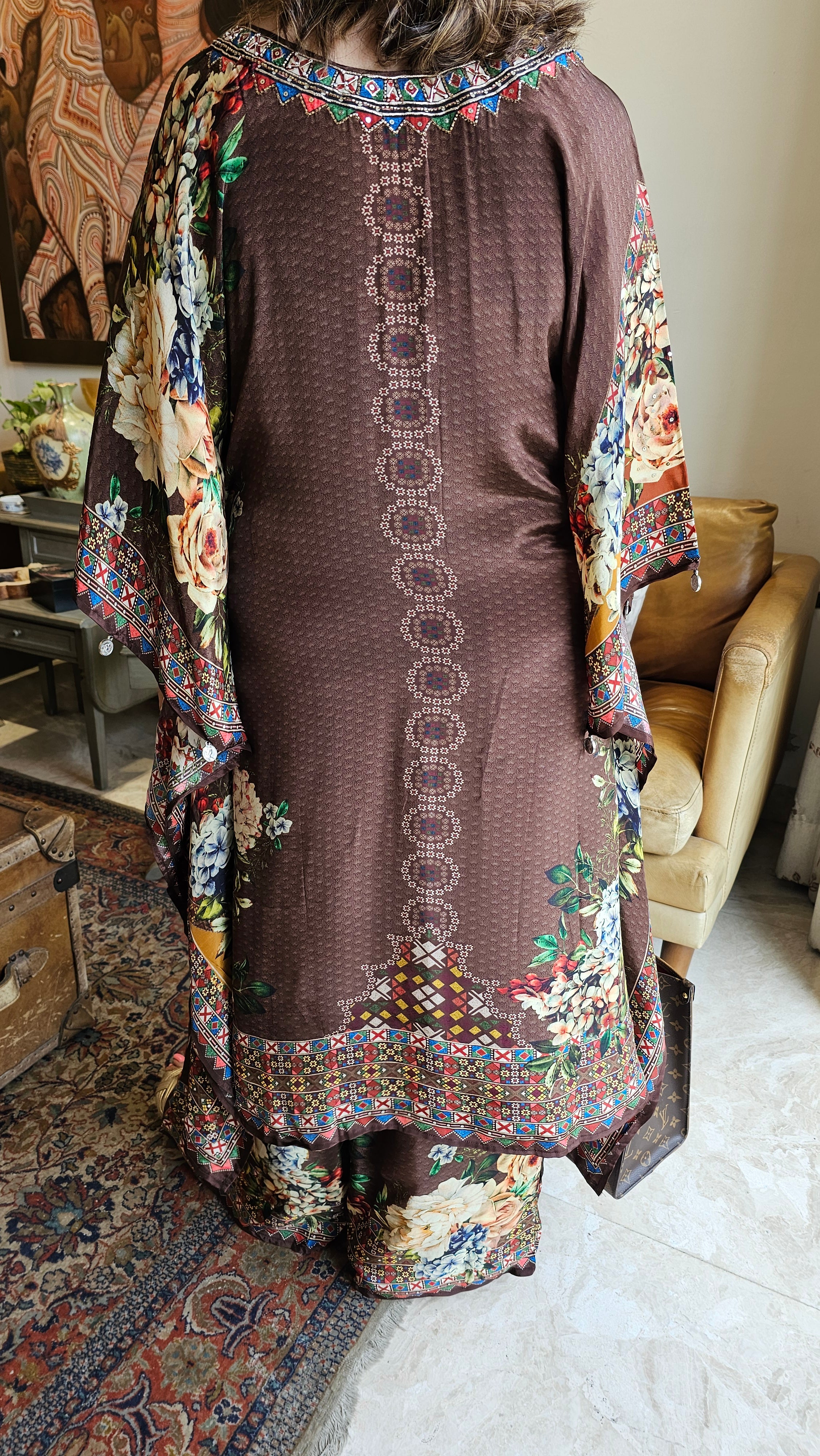Gorgeous Crepe Fabric 3 Piece Outfit With Digital Floral Print & Hand Embroidery