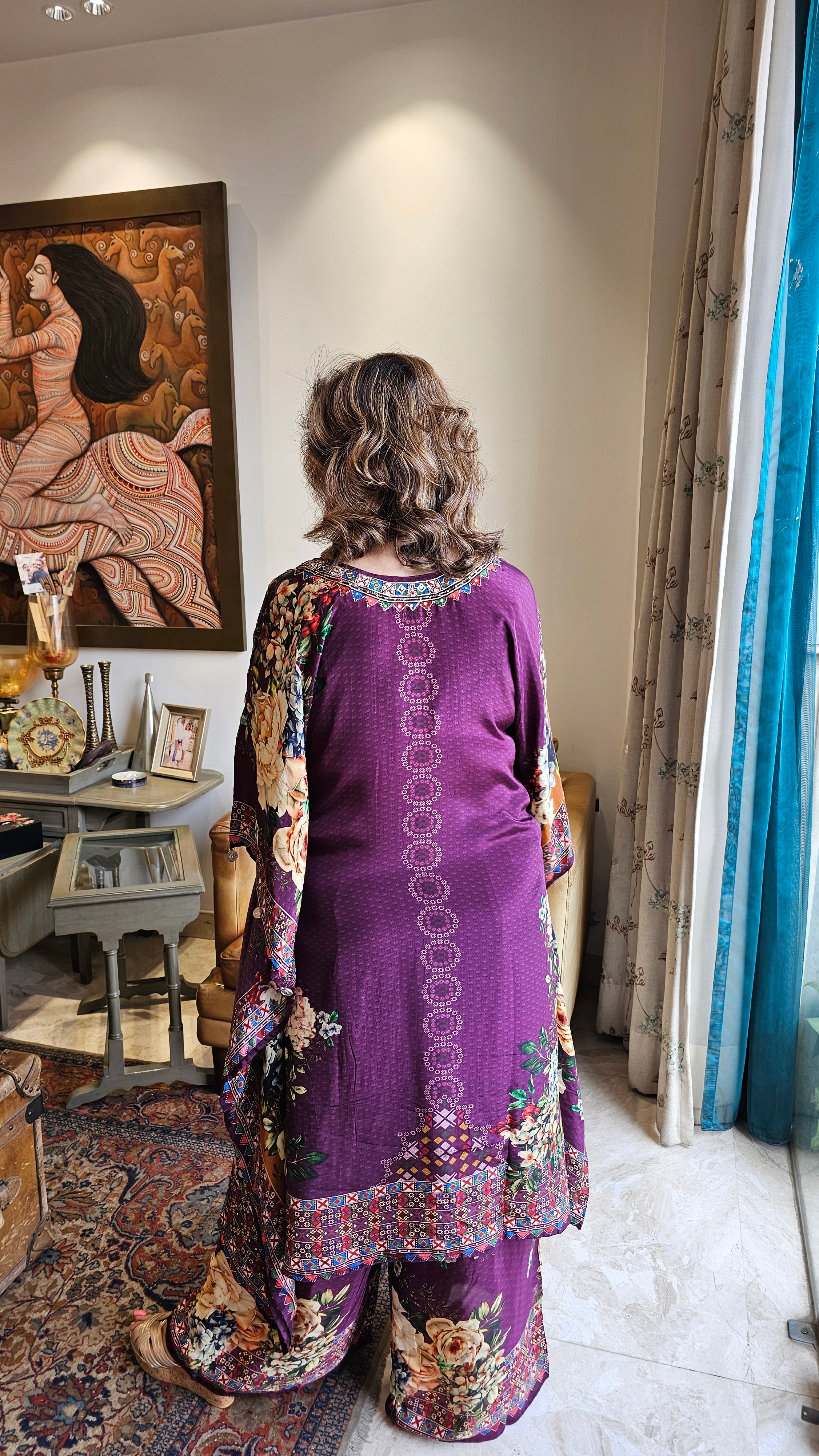 Gorgeous Crepe Fabric 3 Piece Outfit With Digital Floral Print & Hand Embroidery