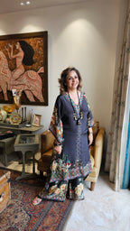 Gorgeous Crepe Fabric 3 Piece Outfit With Digital Floral Print & Hand Embroidery