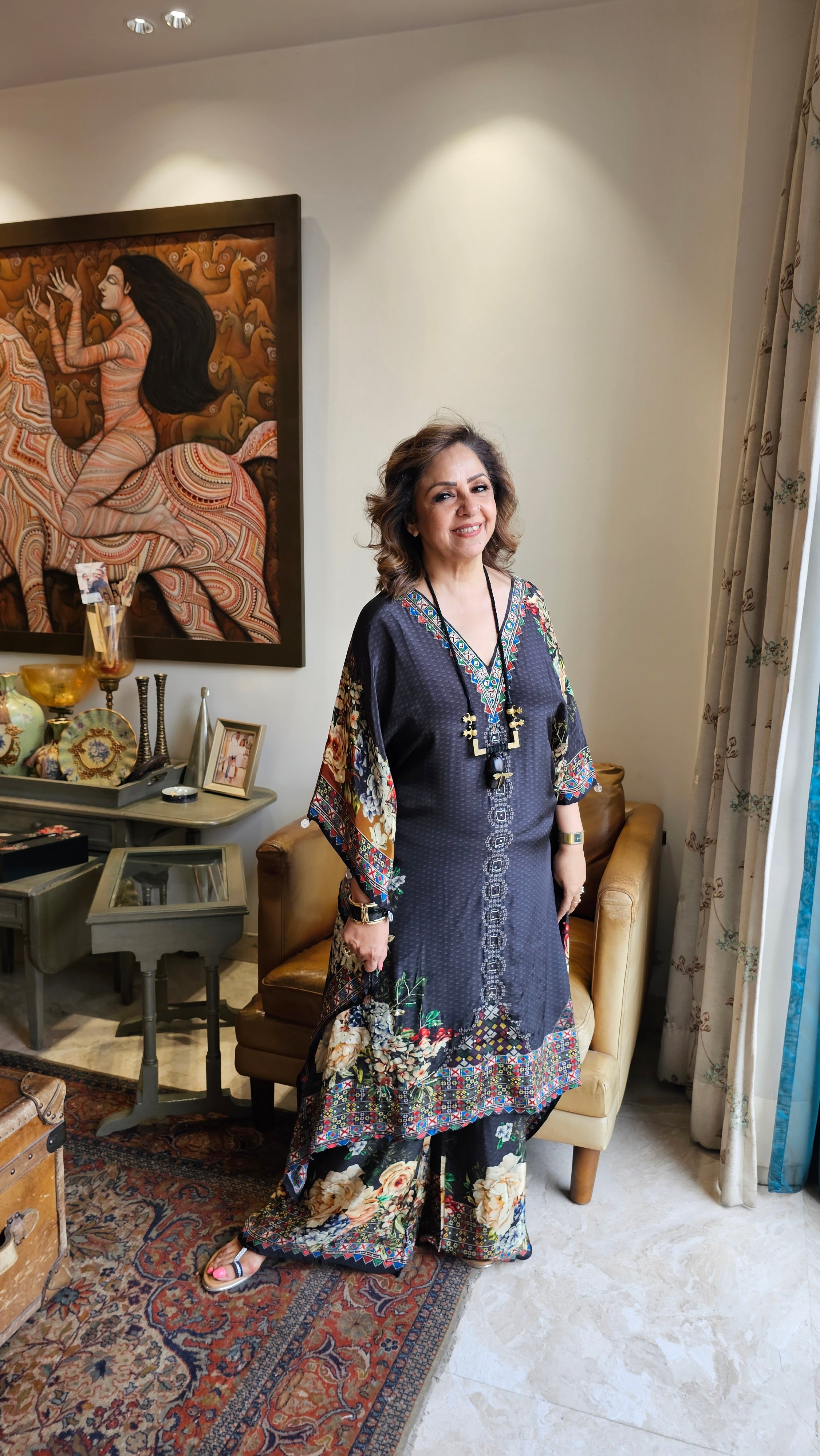 Gorgeous Crepe Fabric 3 Piece Outfit With Digital Floral Print & Hand Embroidery