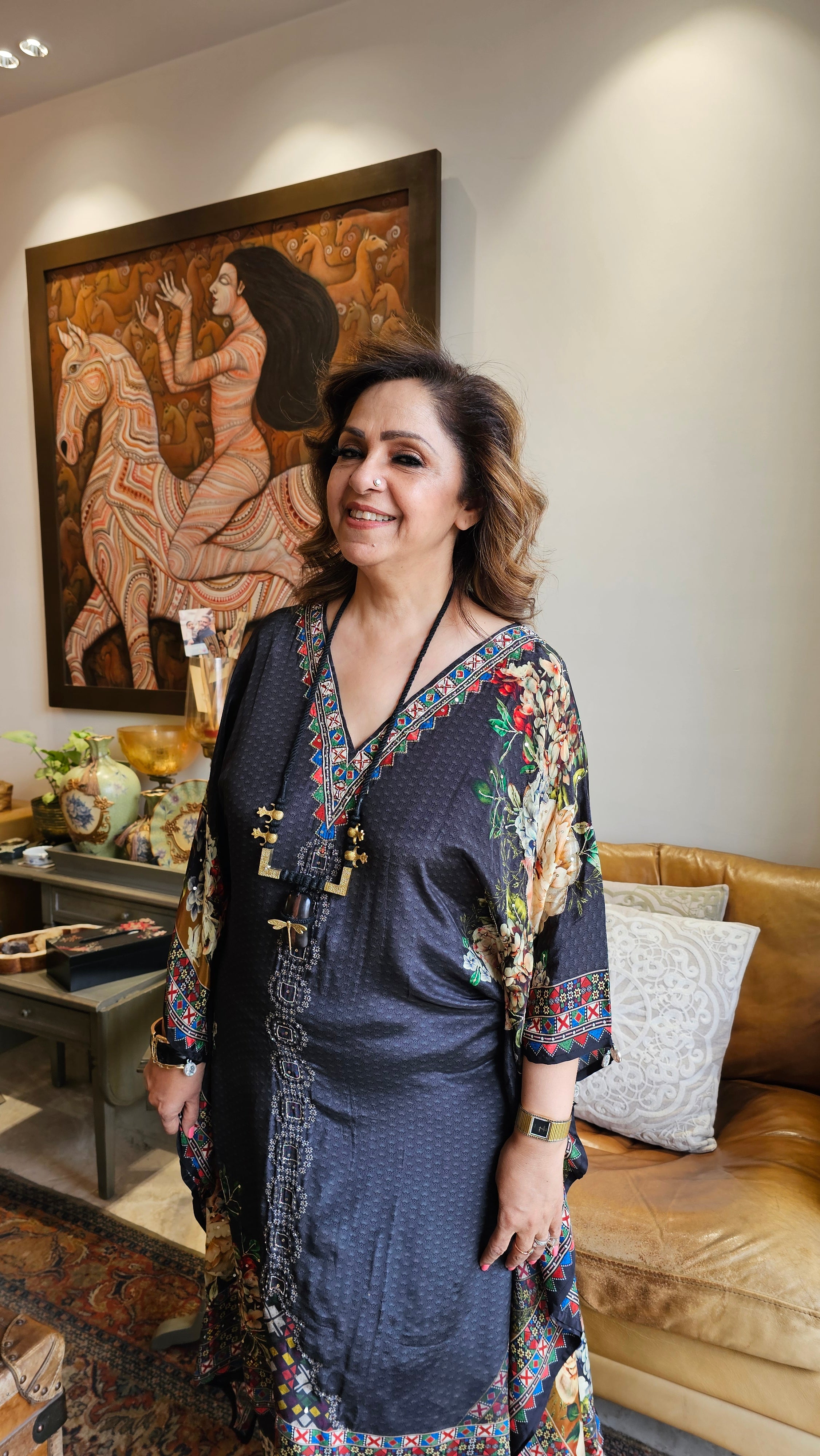 Gorgeous Crepe Fabric 3 Piece Outfit With Digital Floral Print & Hand Embroidery