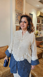 Breezy Cotton Jute Outfit Embellished with Sequence & Lace work