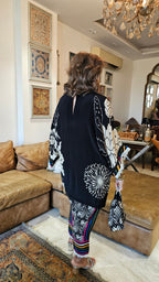 Beautiful Muslin Crepe Outfit Trimmed with Lace & Hand work