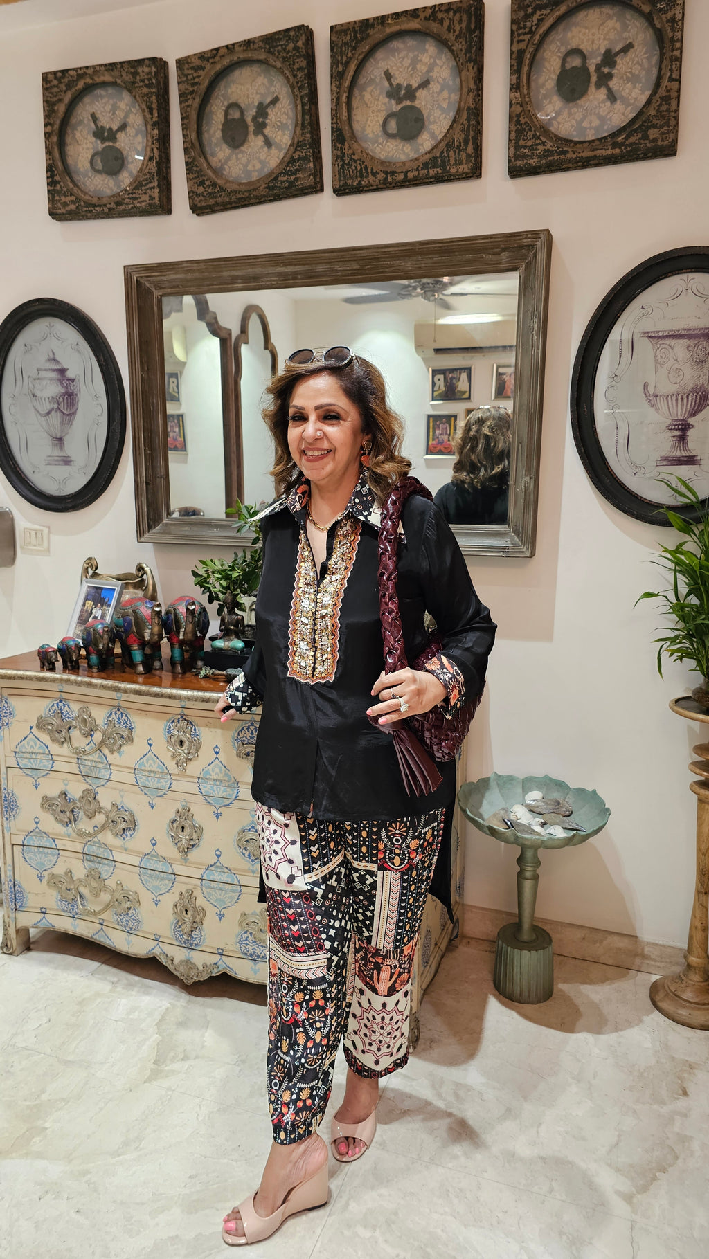 Adorable Crepe Outfit with Digital Printed Bottom Embellished with Hand work