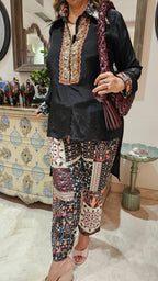 Adorable Crepe Outfit with Digital Printed Bottom Embellished with Hand work