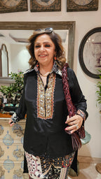 Adorable Crepe Outfit with Digital Printed Bottom Embellished with Hand work