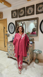 Gorgeous Cotton Top & Bottom with Floral Thread Work