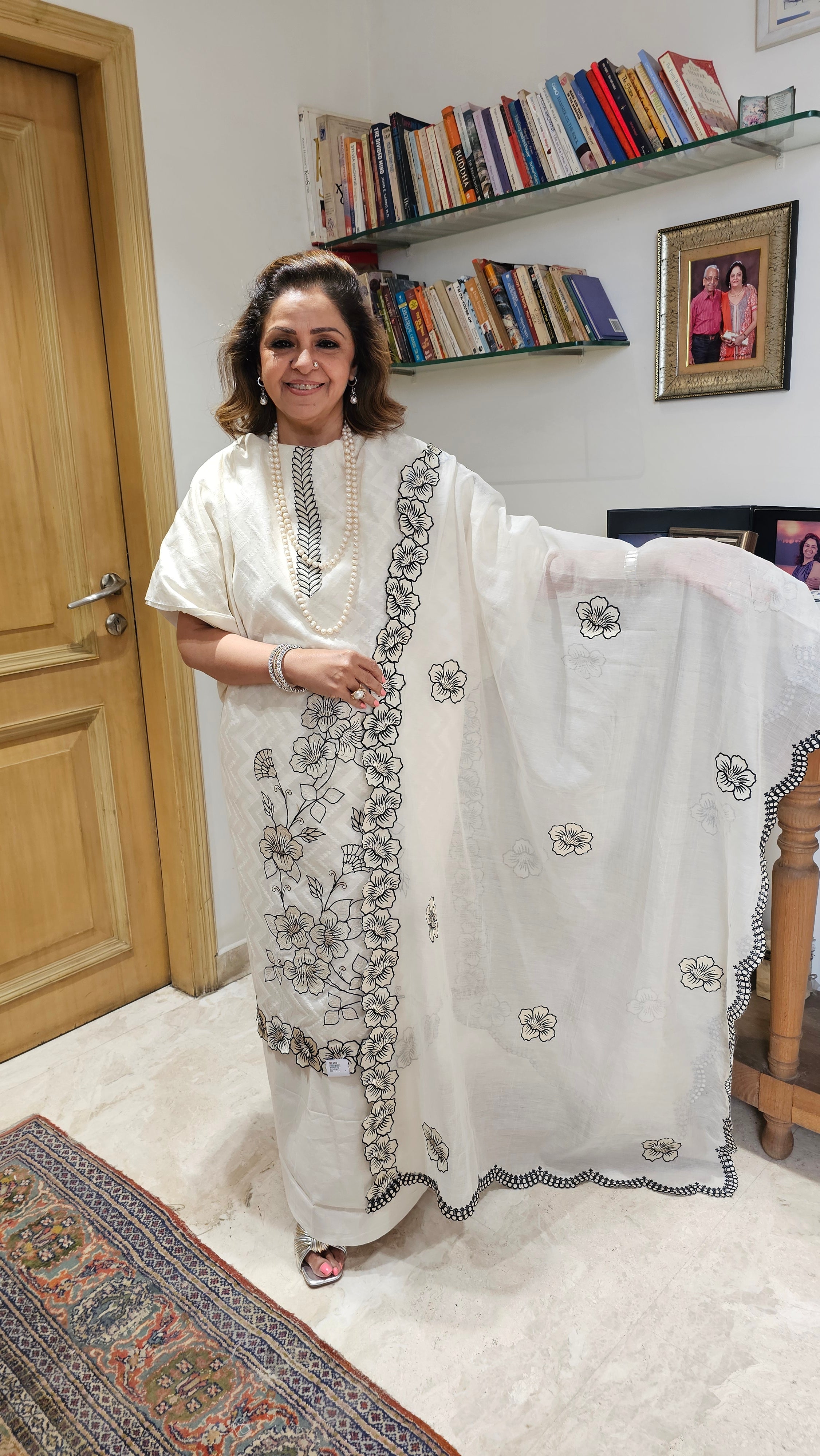 Stunning Mul - Mul & Unstitched 3 Piece Set with Applique Work