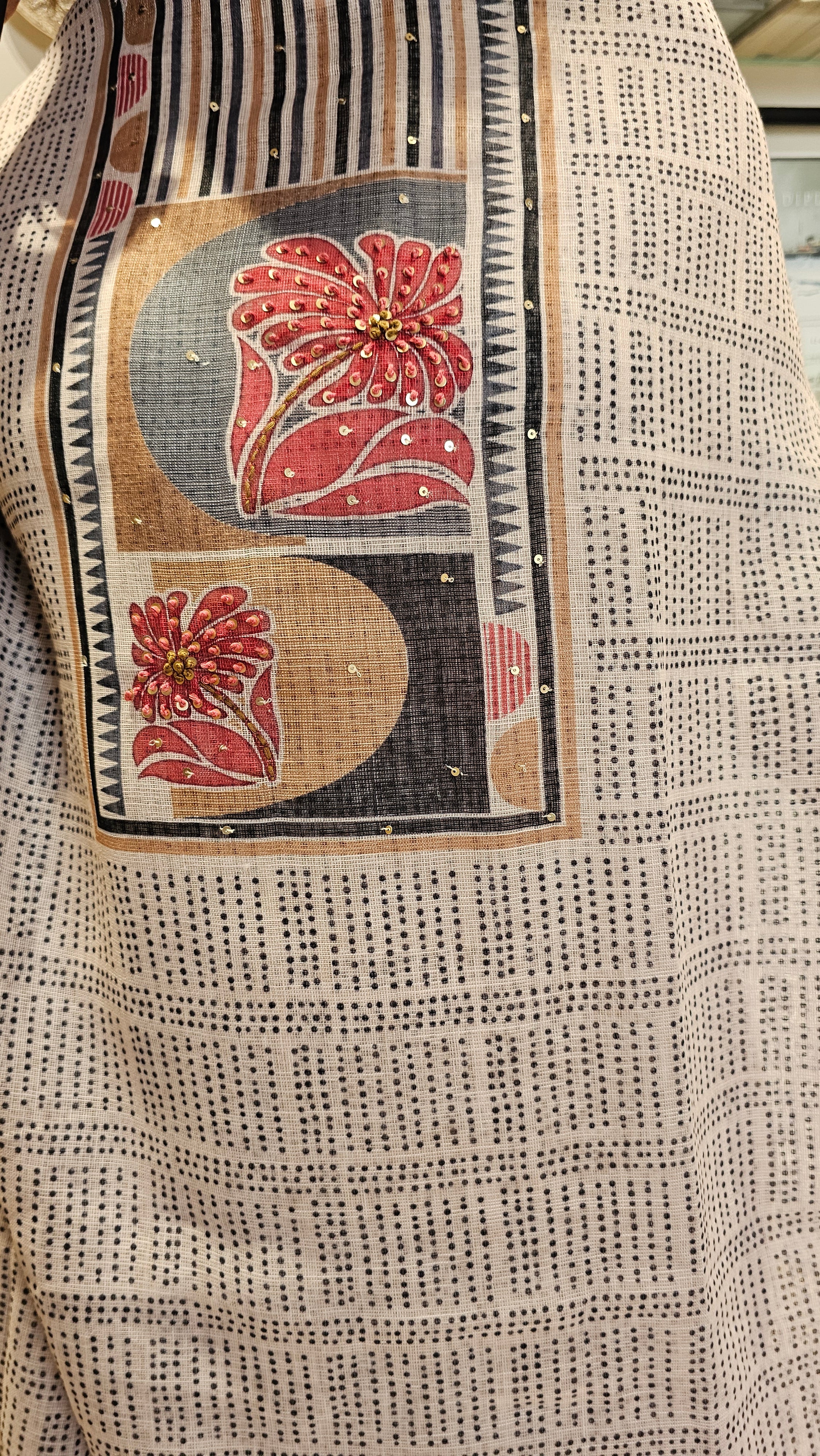 Adorable Linen Cotton 3 Piece set With Hand & Thread Work