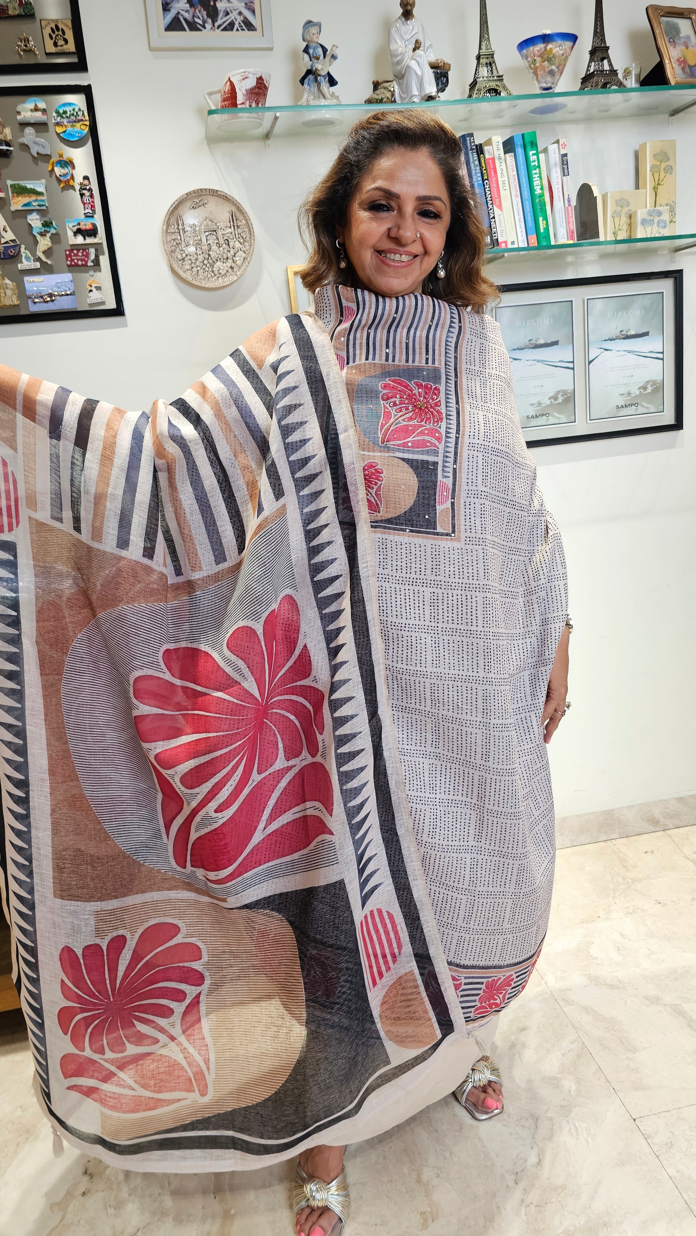 Adorable Linen Cotton 3 Piece set With Hand & Thread Work