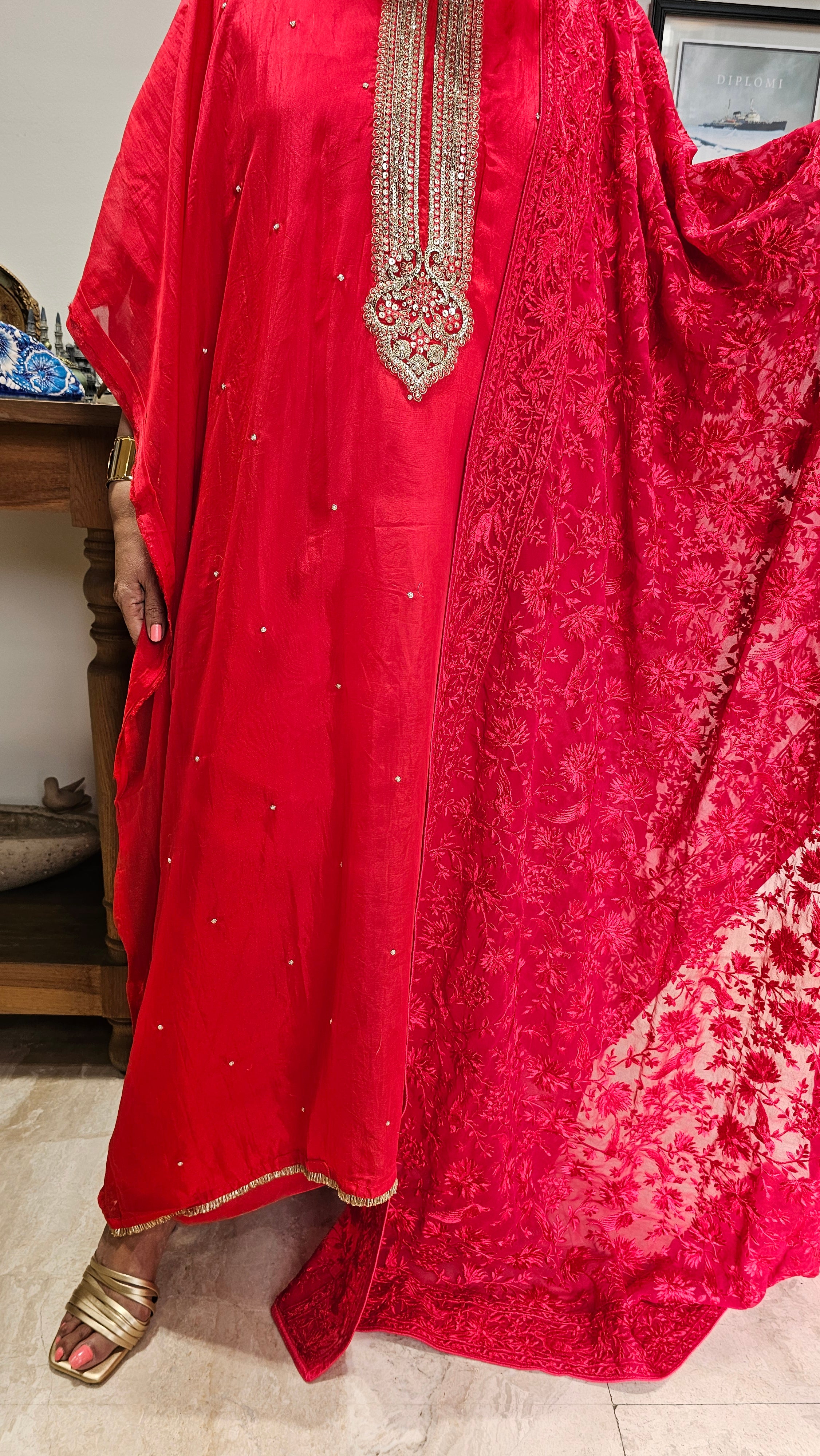 Adorable Organza Top & Bottom with Heavy Thread work Dupatta