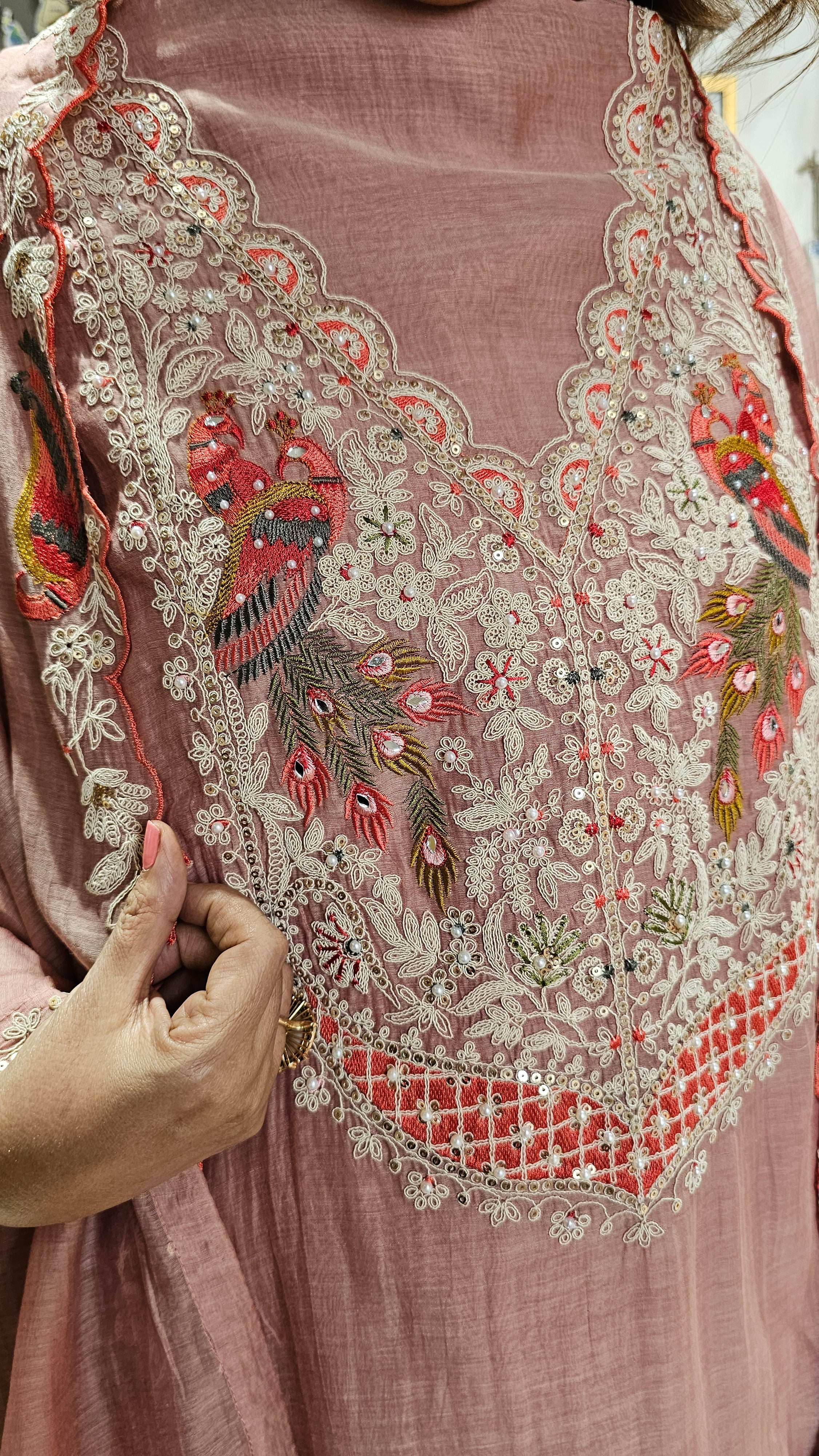Adorable Mul Top & Dupatta and Rayon Bottom with Heavy Thread work