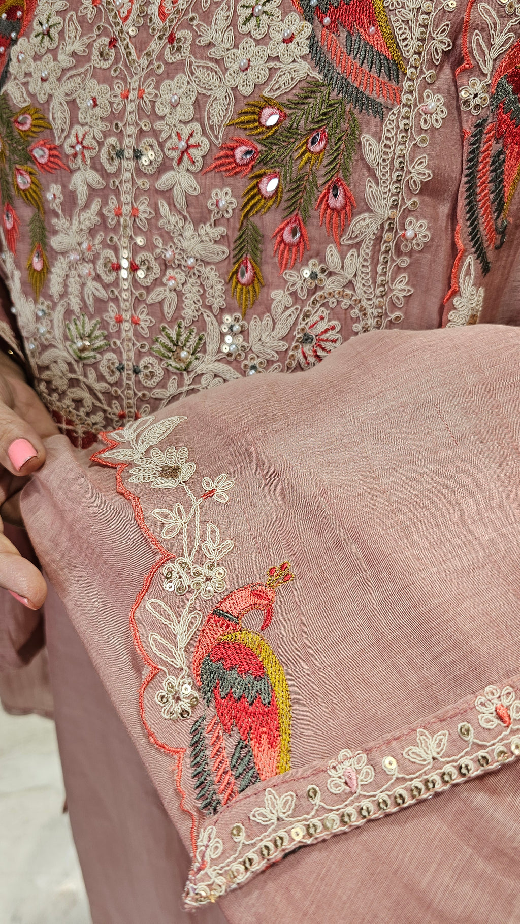 Adorable Mul Top & Dupatta and Rayon Bottom with Heavy Thread work