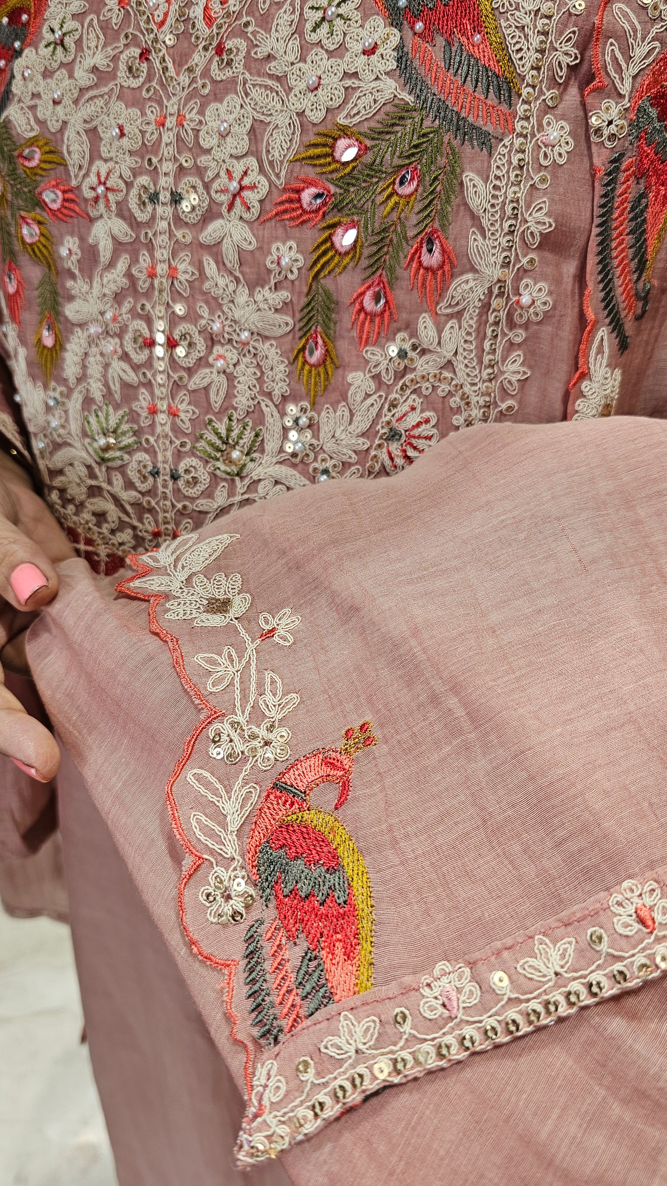 Adorable Mul Top & Dupatta and Rayon Bottom with Heavy Thread work