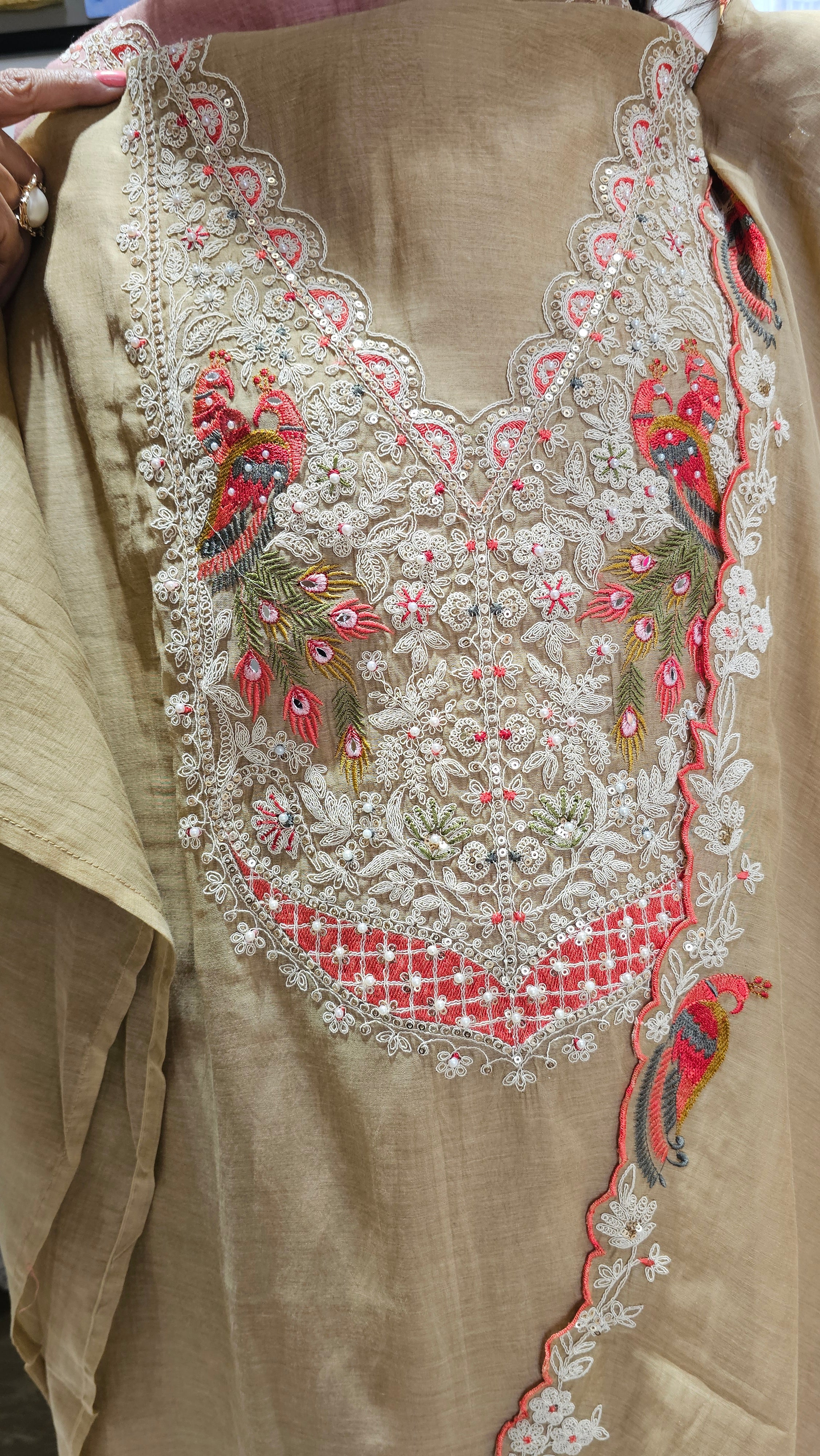 Adorable Mul Top & Dupatta and Rayon Bottom with Heavy Thread work