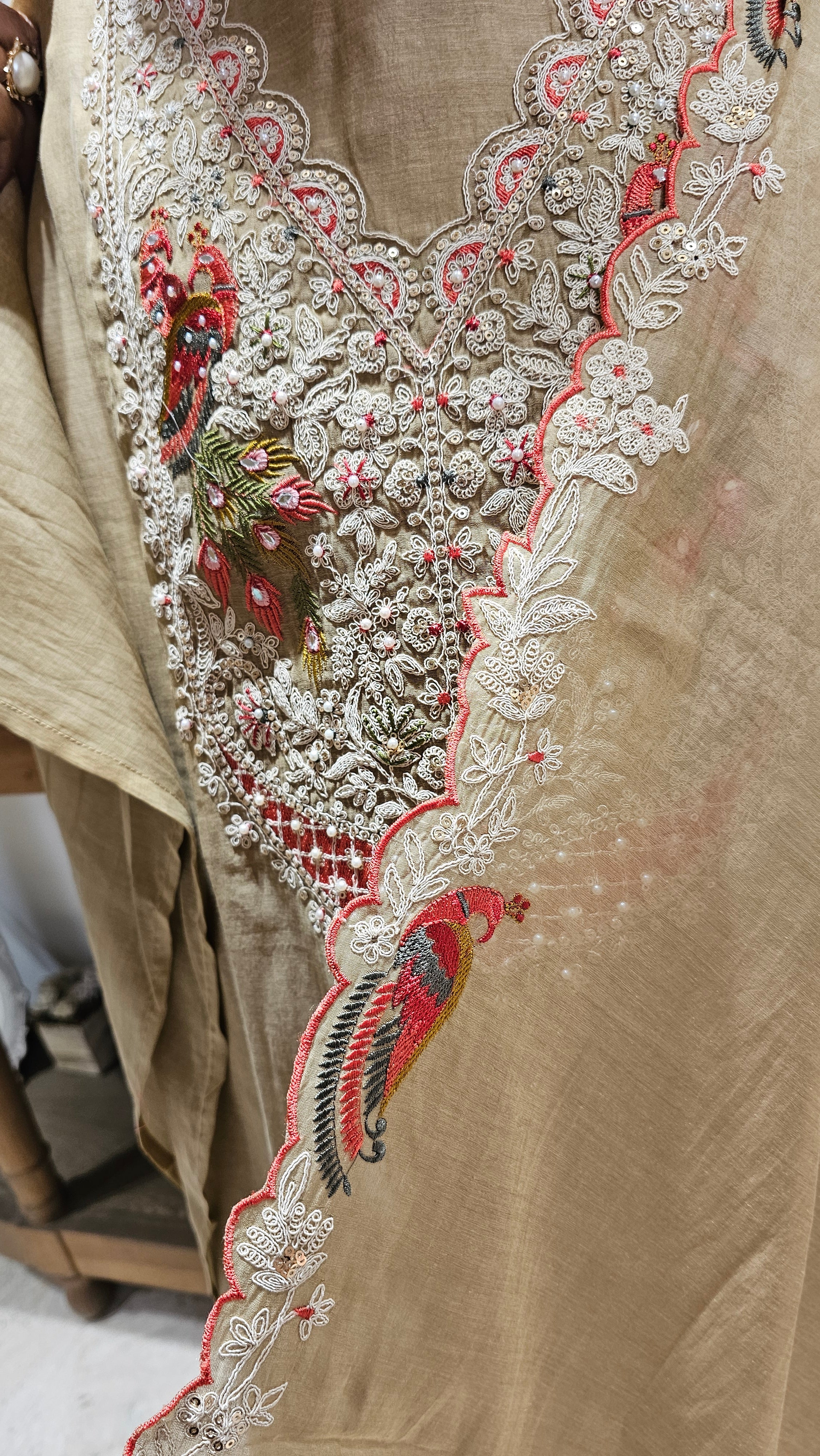 Adorable Mul Top & Dupatta and Rayon Bottom with Heavy Thread work