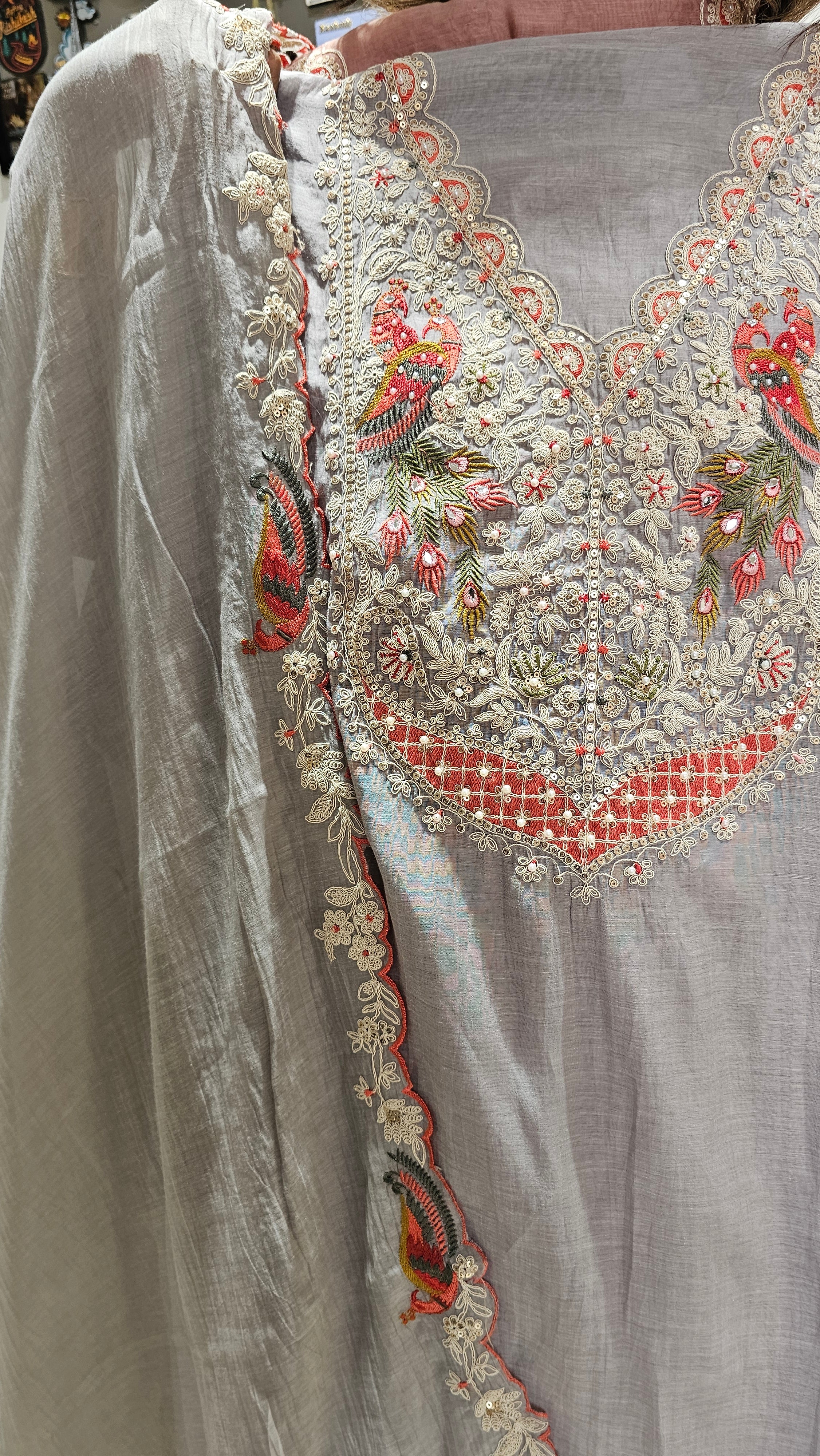 Adorable Mul Top & Dupatta and Rayon Bottom with Heavy Thread work