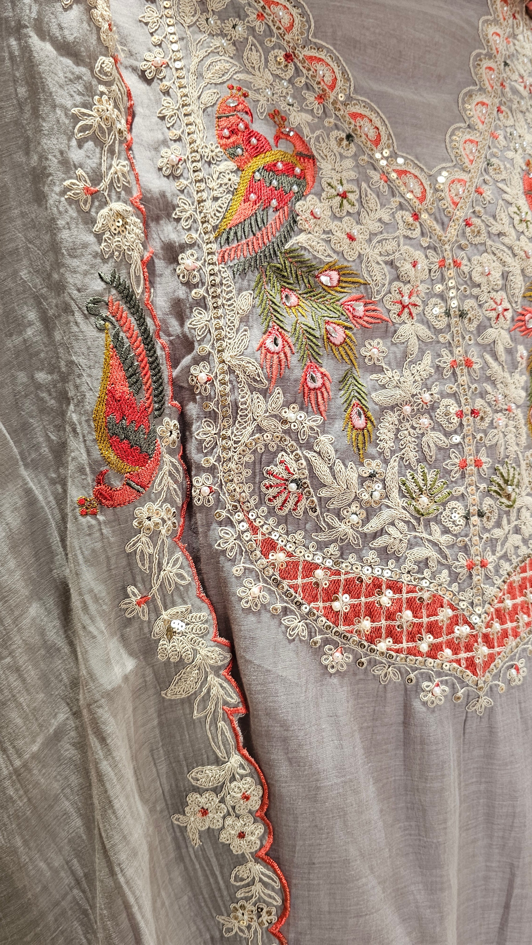 Adorable Mul Top & Dupatta and Rayon Bottom with Heavy Thread work