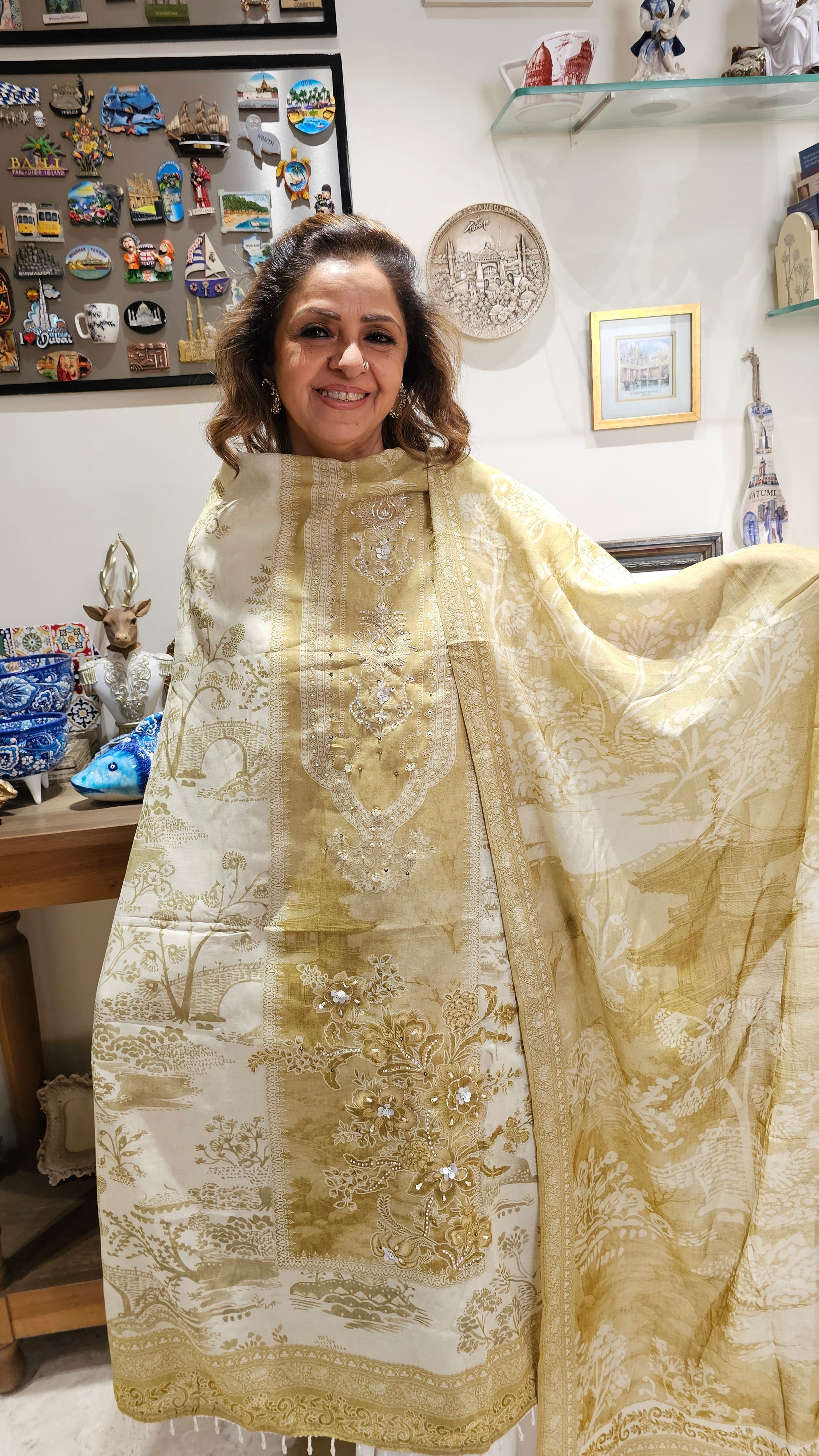Adorable Mul Top & Dupatta with Rayon Bottom Hand & Thread work
