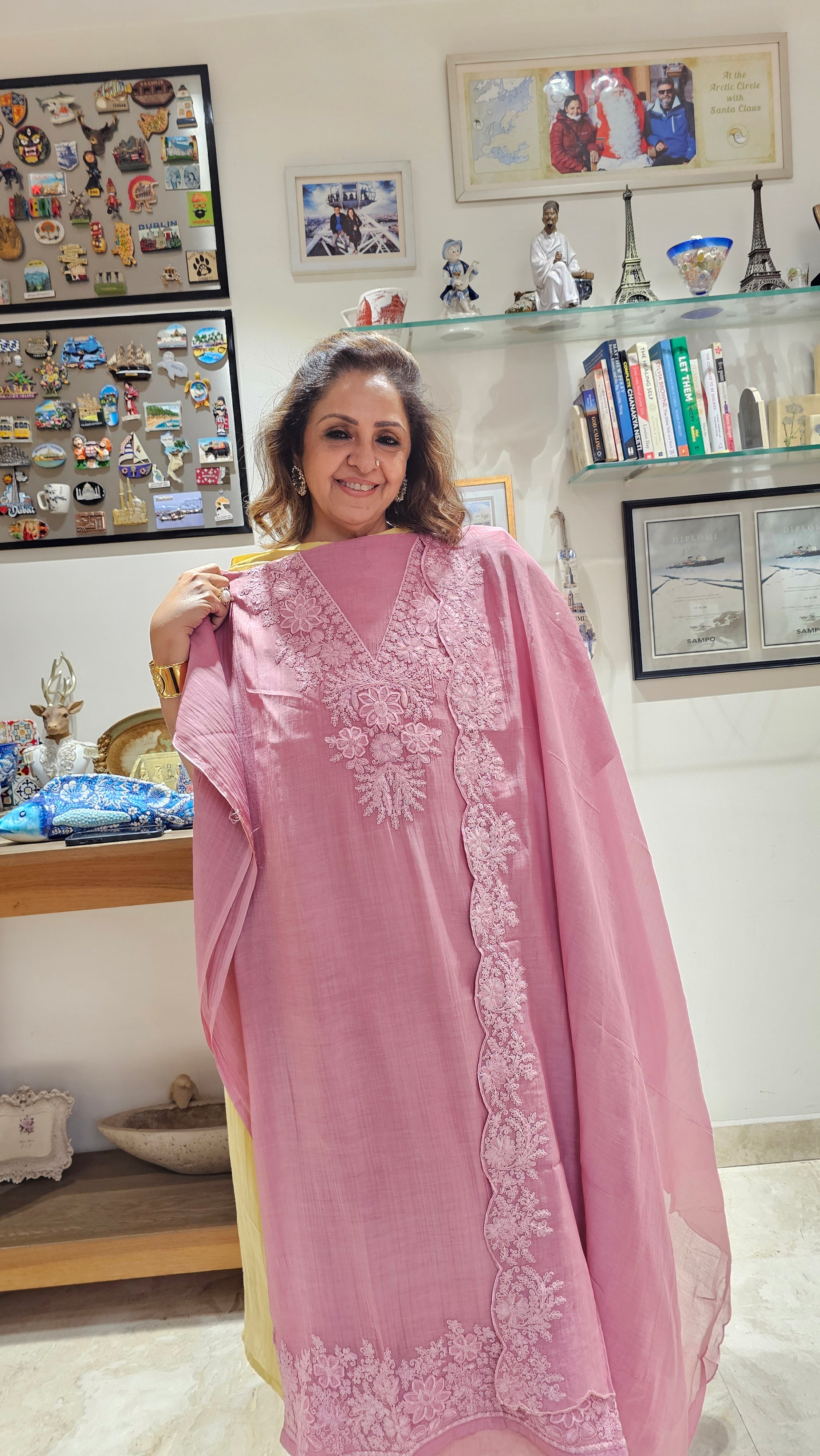 Stunning 3 Piece set with mul Top & Dupatta with Thread work with Rayon bottom
