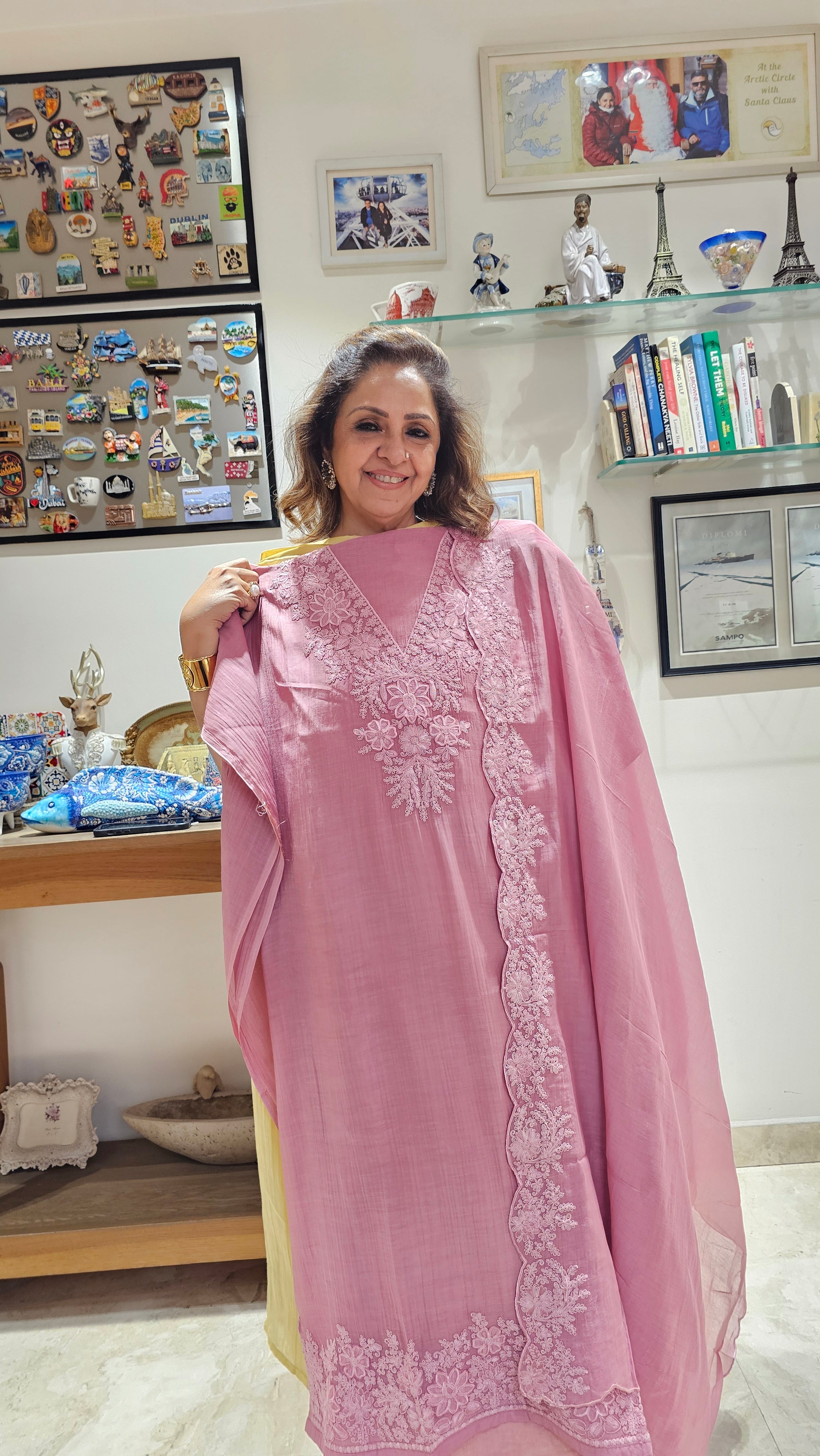 Stunning 3 Piece set with mul Top & Dupatta with Thread work with Rayon bottom