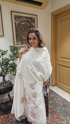 Beautiful Mul Top & Dupatta With Rayon Bottom With Thread work