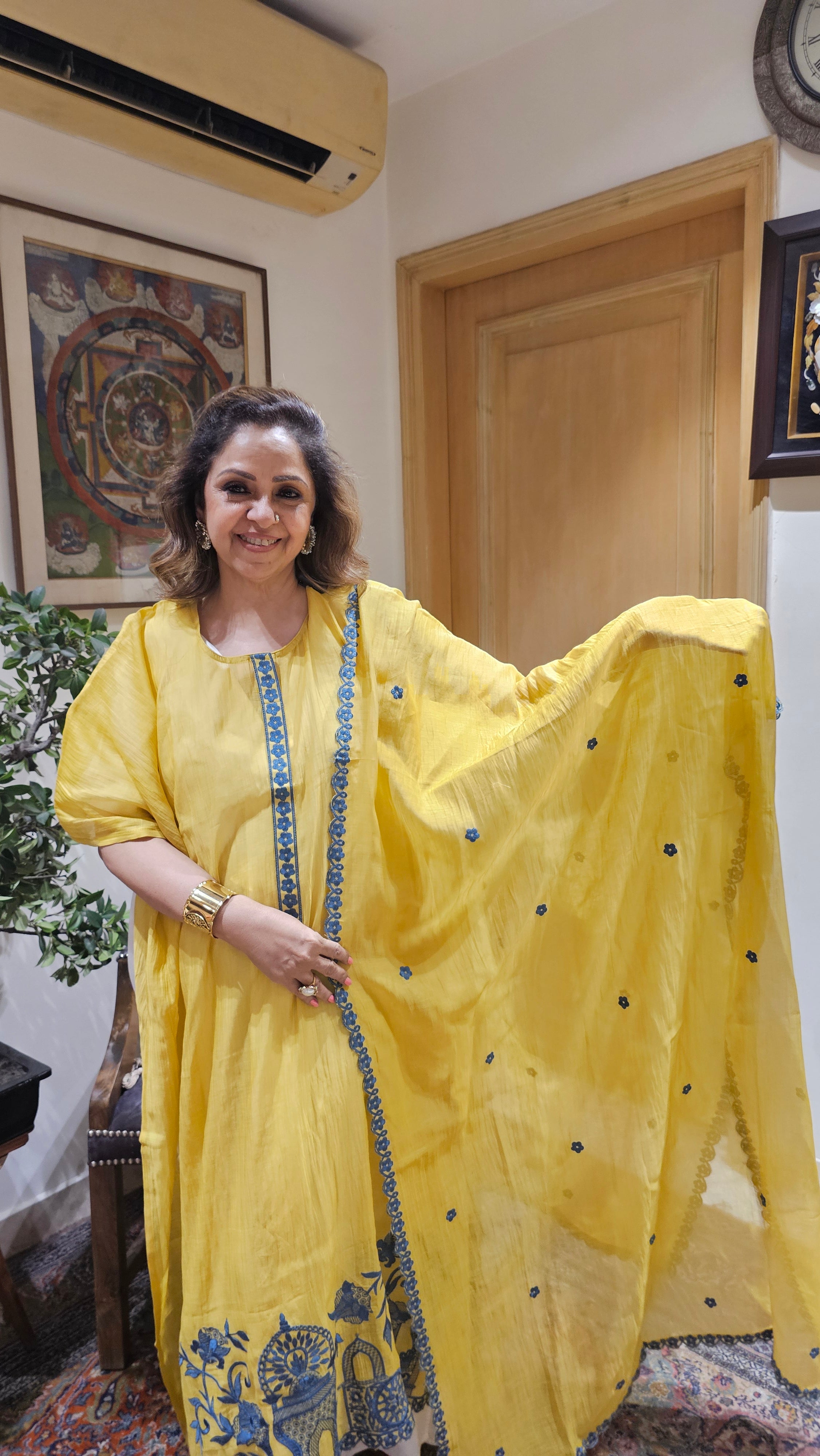 Stunning Mul Top & Dupatta With Rayon Bottom With Thread work