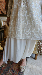 Stunning Summer Blended Shimmer Outfit with Resham Work & Drop Crotch pants in Cotton Satin Blend