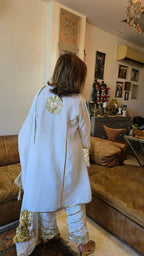 Beautiful Linen Kurta with Chicken Cutwork pants Embellished with Gota Kinari work