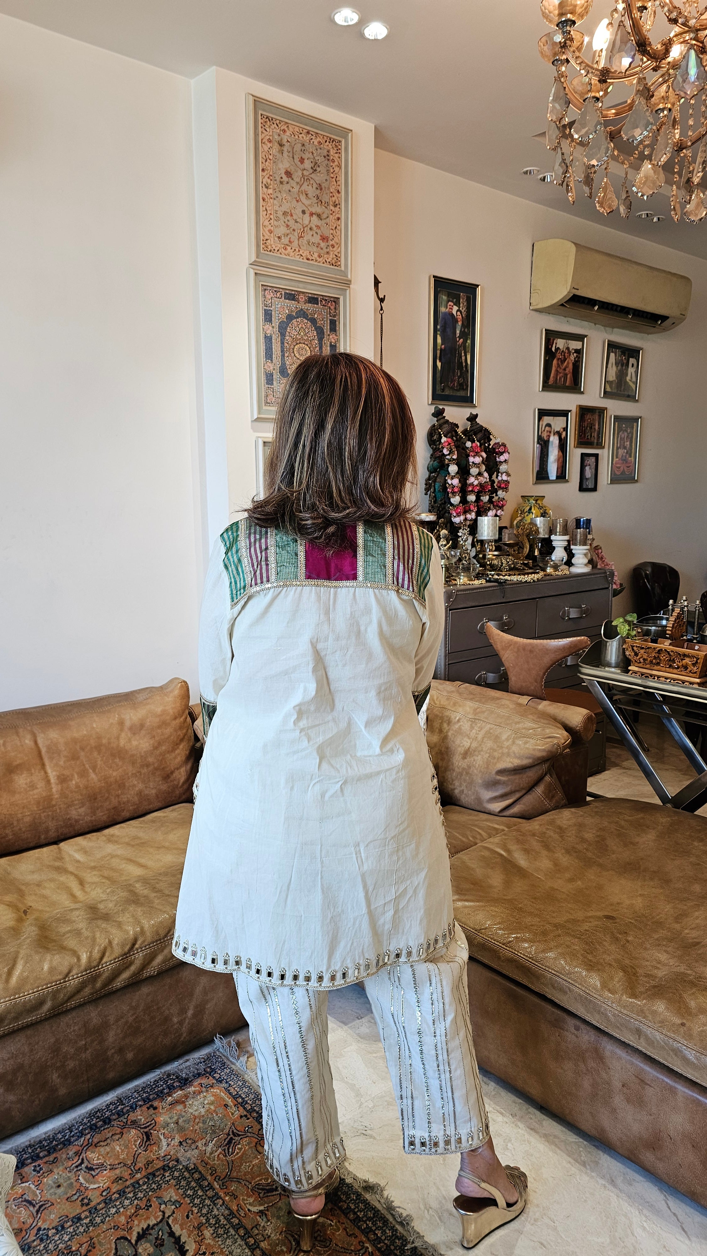 Beautiful Pure Cotton Top & Bottom with Gota, Tissue & Mirror work
