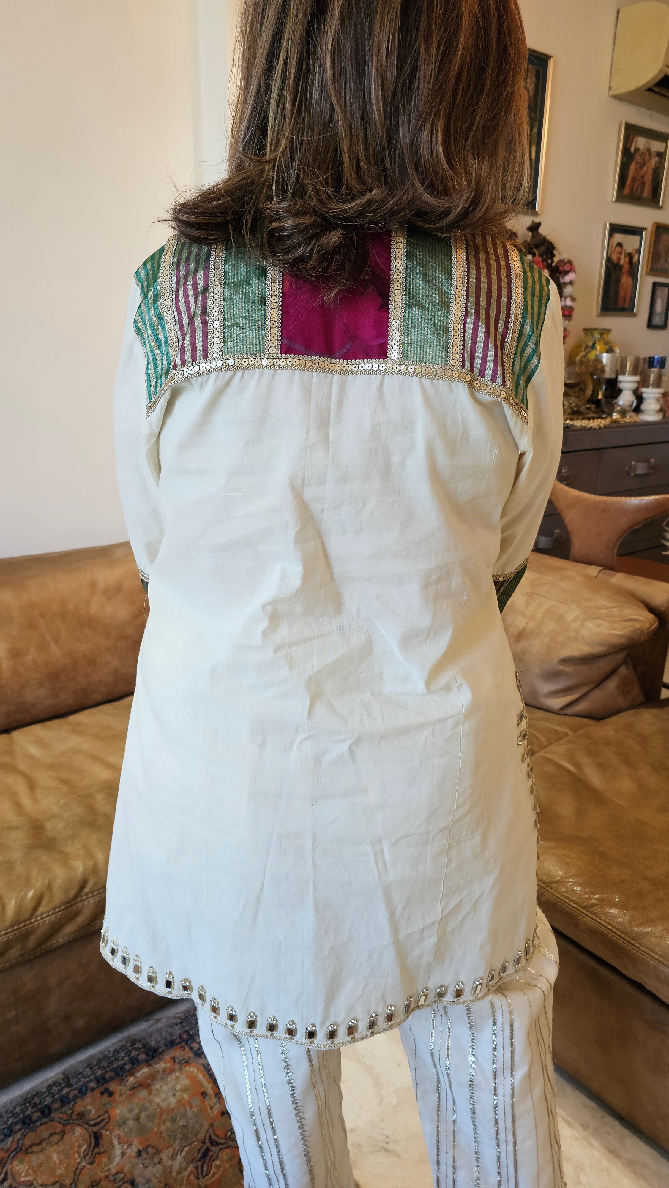 Beautiful Pure Cotton Top & Bottom with Gota, Tissue & Mirror work