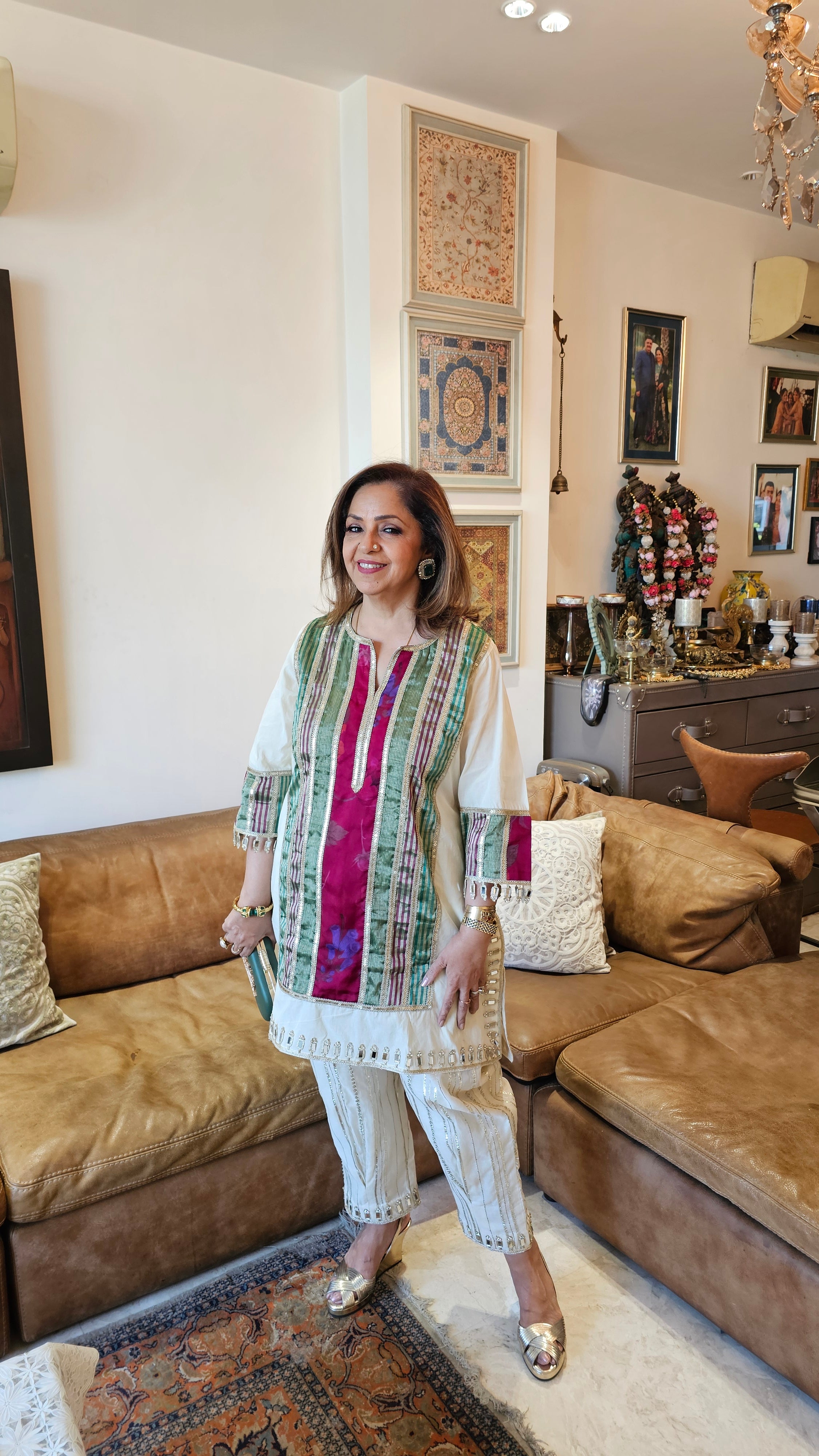 Beautiful Pure Cotton Top & Bottom with Gota, Tissue & Mirror work