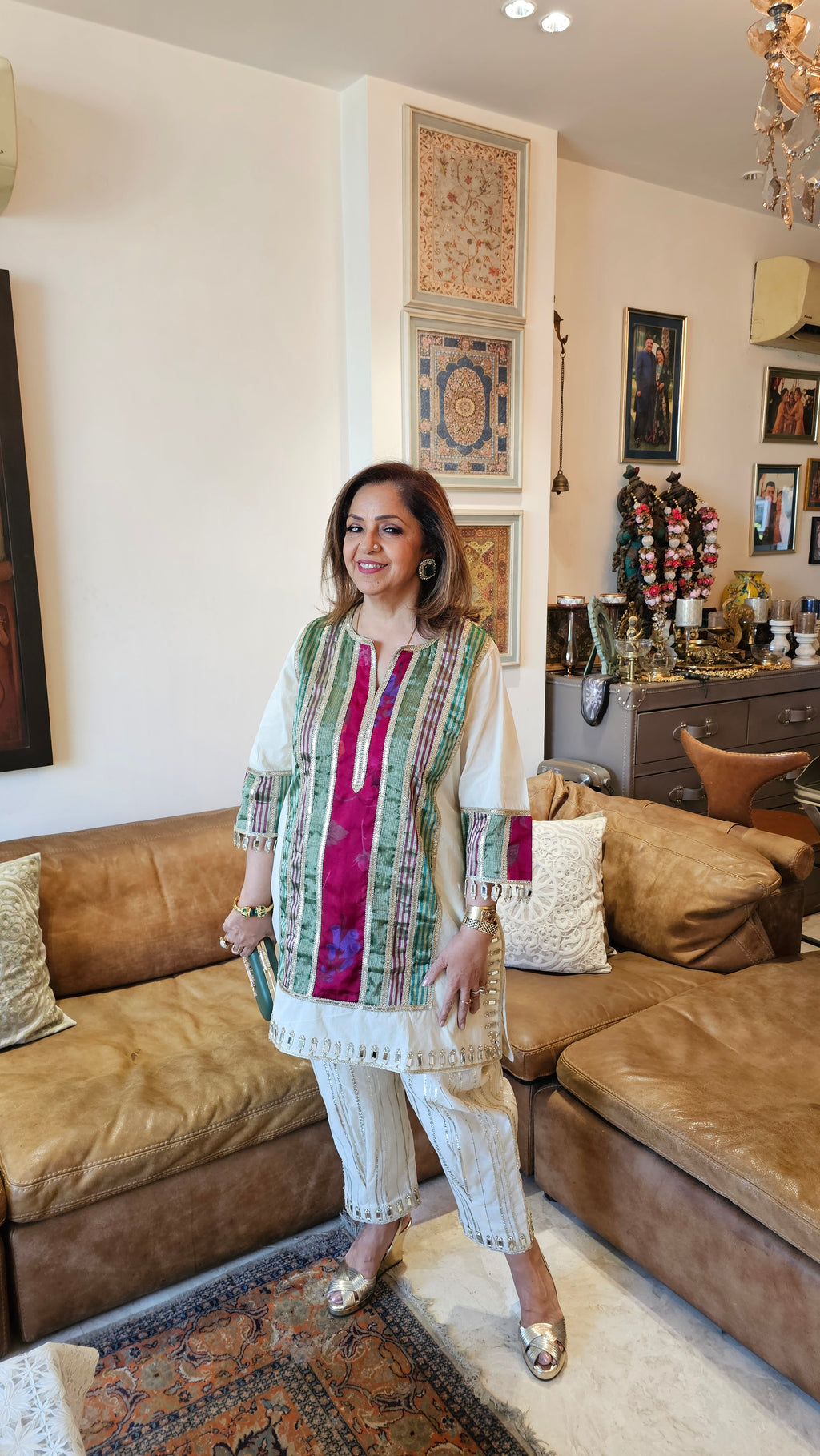 Beautiful Pure Cotton Top & Bottom with Gota, Tissue & Mirror work