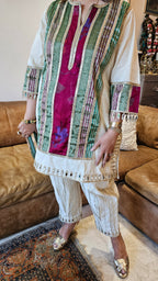 Beautiful Pure Cotton Top & Bottom with Gota, Tissue & Mirror work
