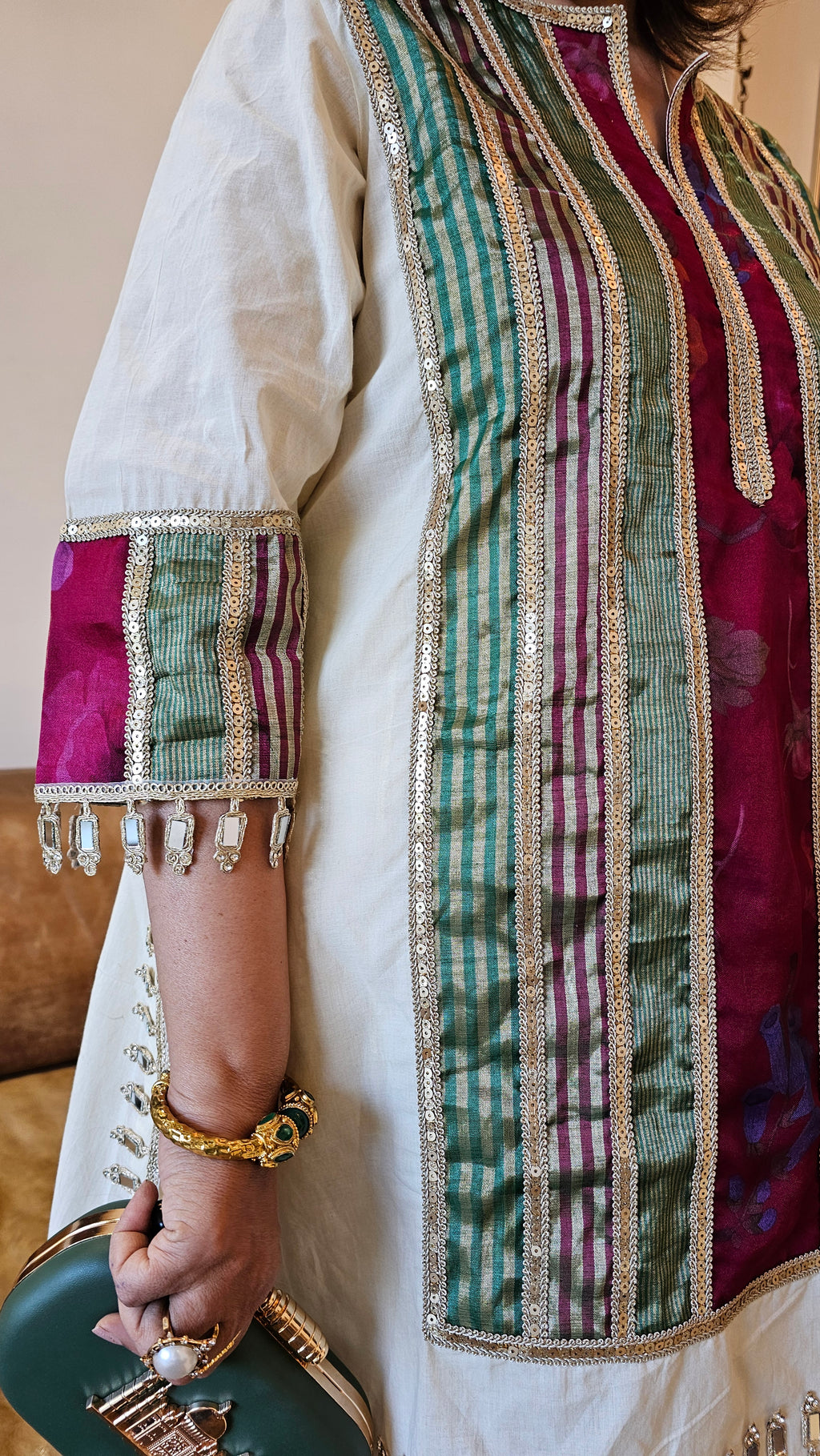 Beautiful Pure Cotton Top & Bottom with Gota, Tissue & Mirror work