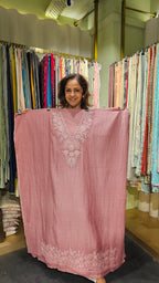 Beautiful Mul Fabric Suit trimmed With thread work