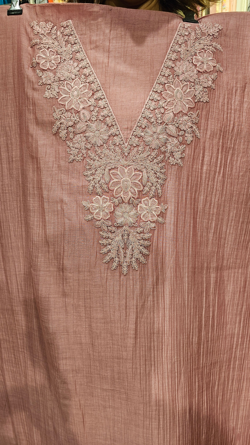 Beautiful Mul Fabric Suit trimmed With thread work