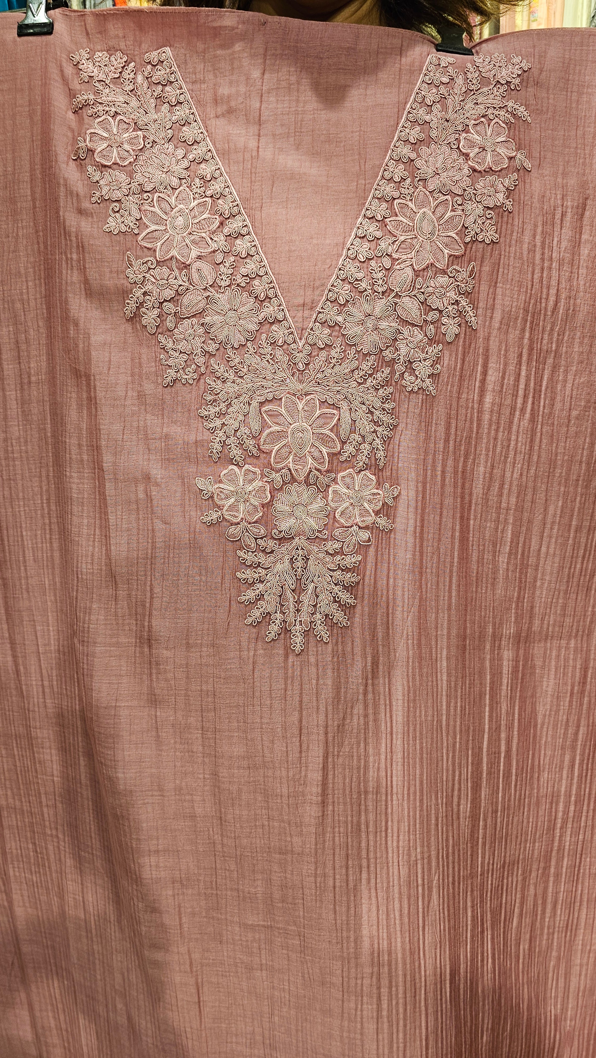 Beautiful Mul Fabric Suit trimmed With thread work
