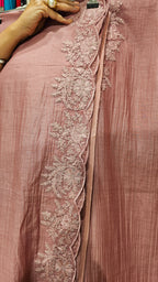 Beautiful Mul Fabric Suit trimmed With thread work