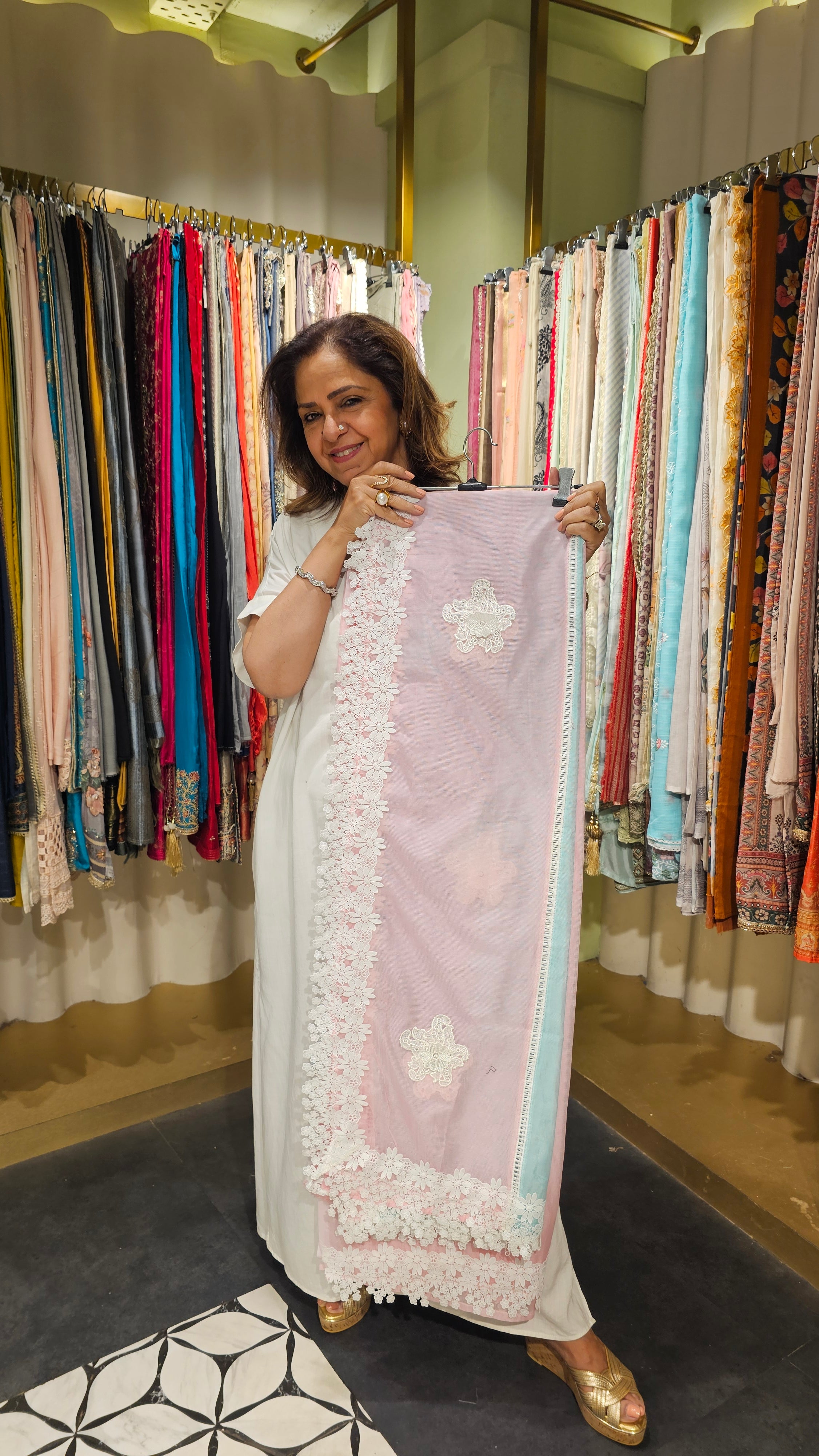 Beautiful Kota Doriya Suit with Cotton Dupatta trimmed With Lace work