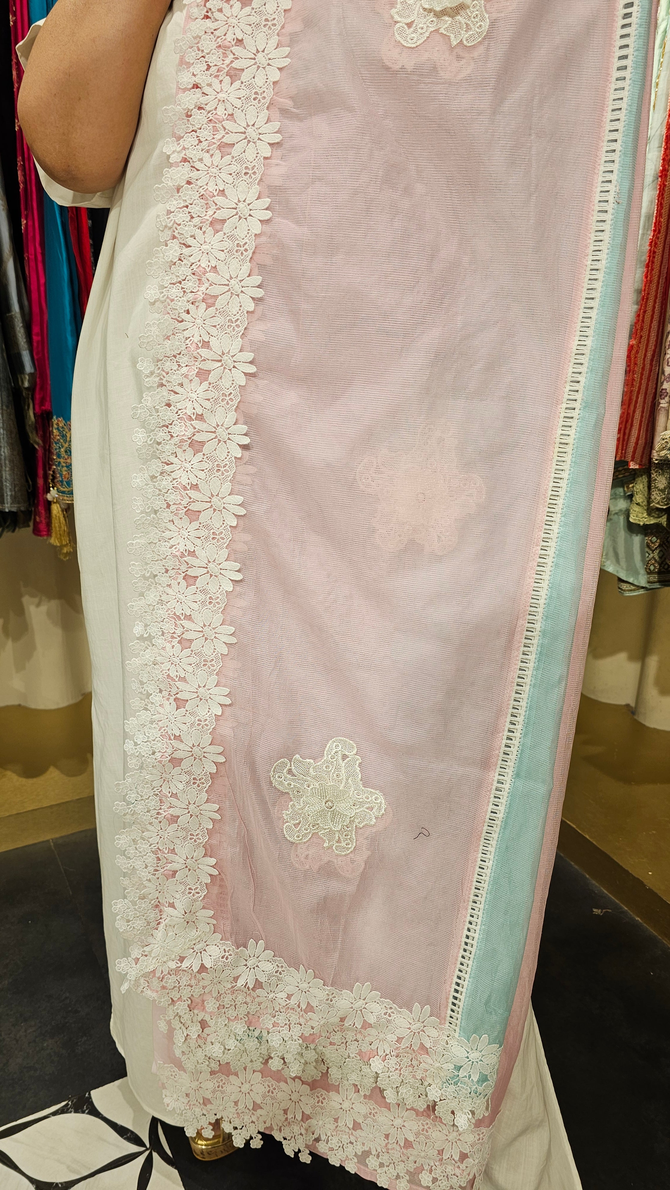 Beautiful Kota Doriya Suit with Cotton Dupatta trimmed With Lace work