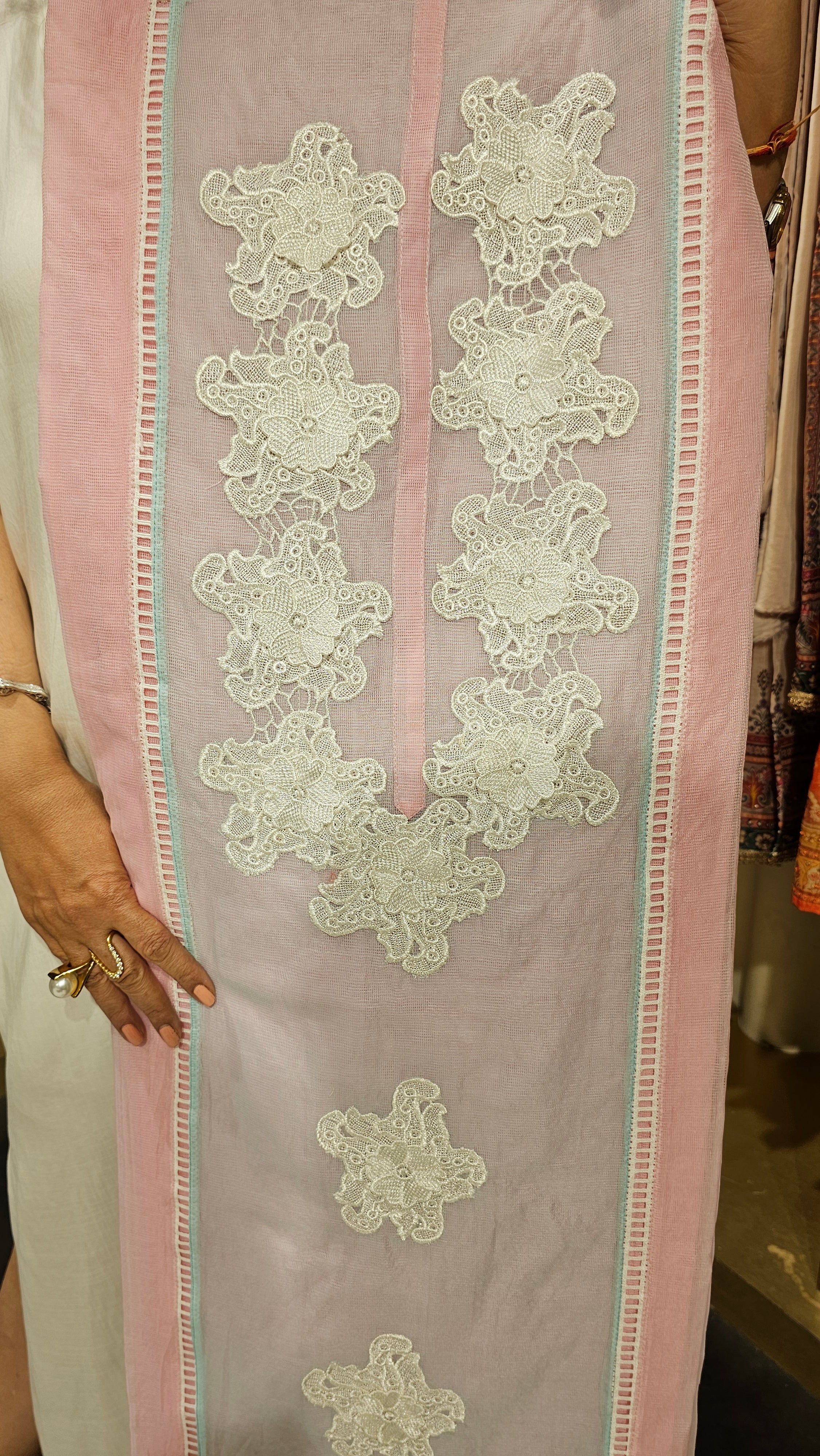 Beautiful Kota Doriya Suit with Cotton Dupatta trimmed With Lace work