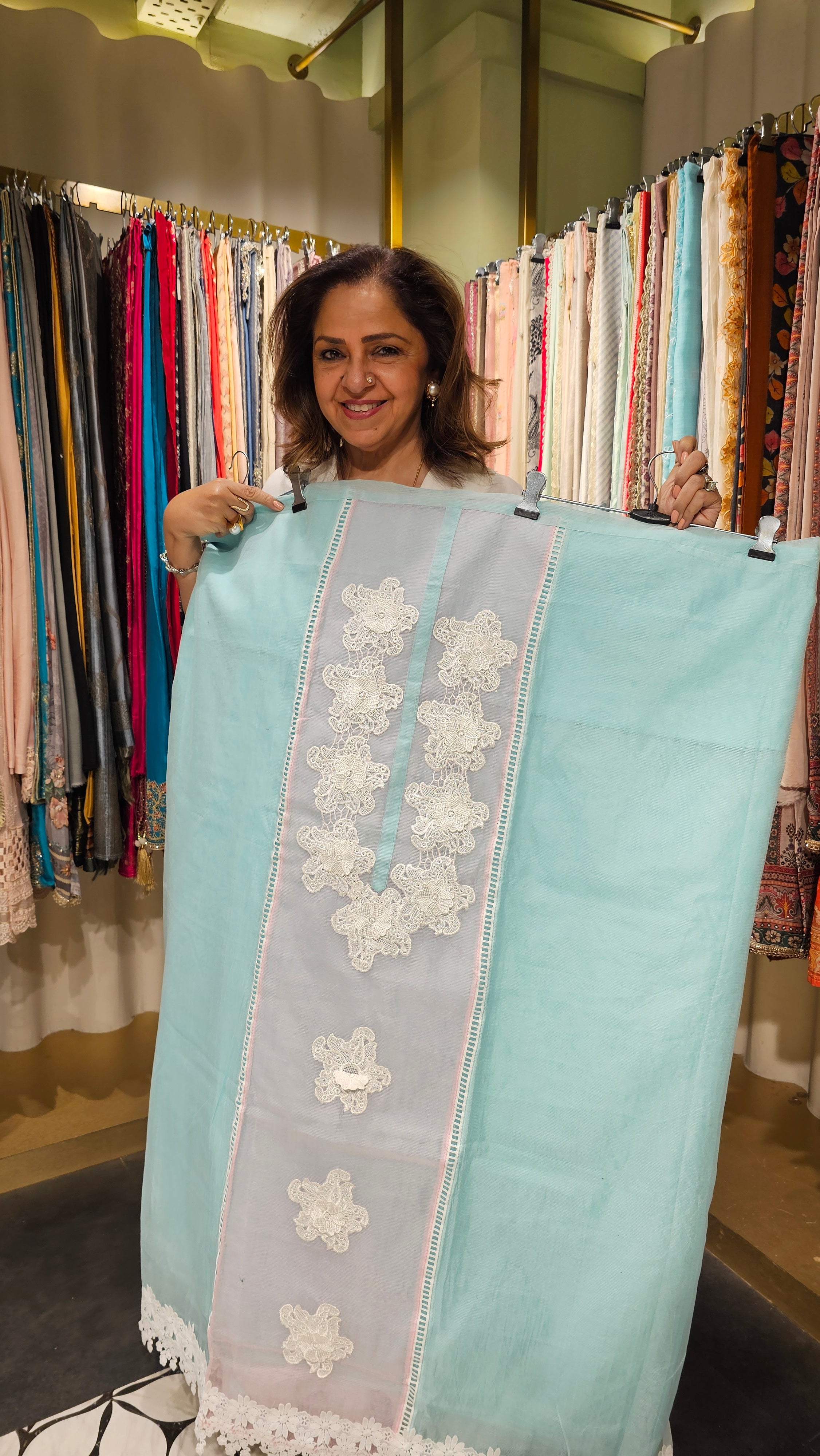 Beautiful Kota Doriya Suit with Cotton Dupatta trimmed With Lace work