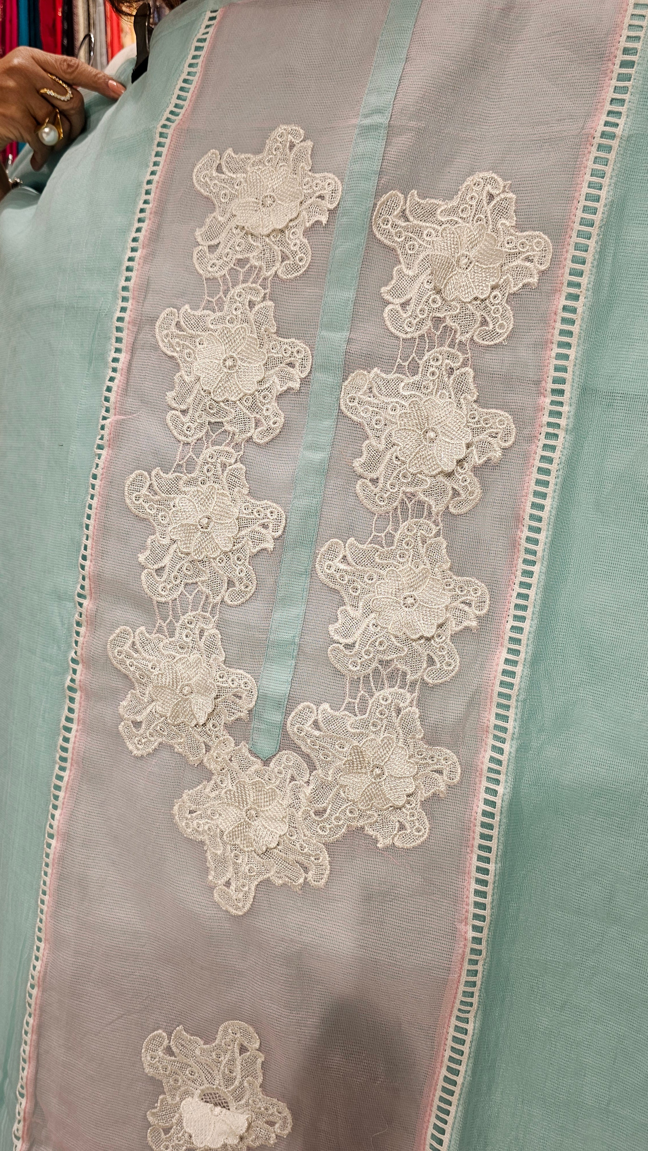 Beautiful Kota Doriya Suit with Cotton Dupatta trimmed With Lace work