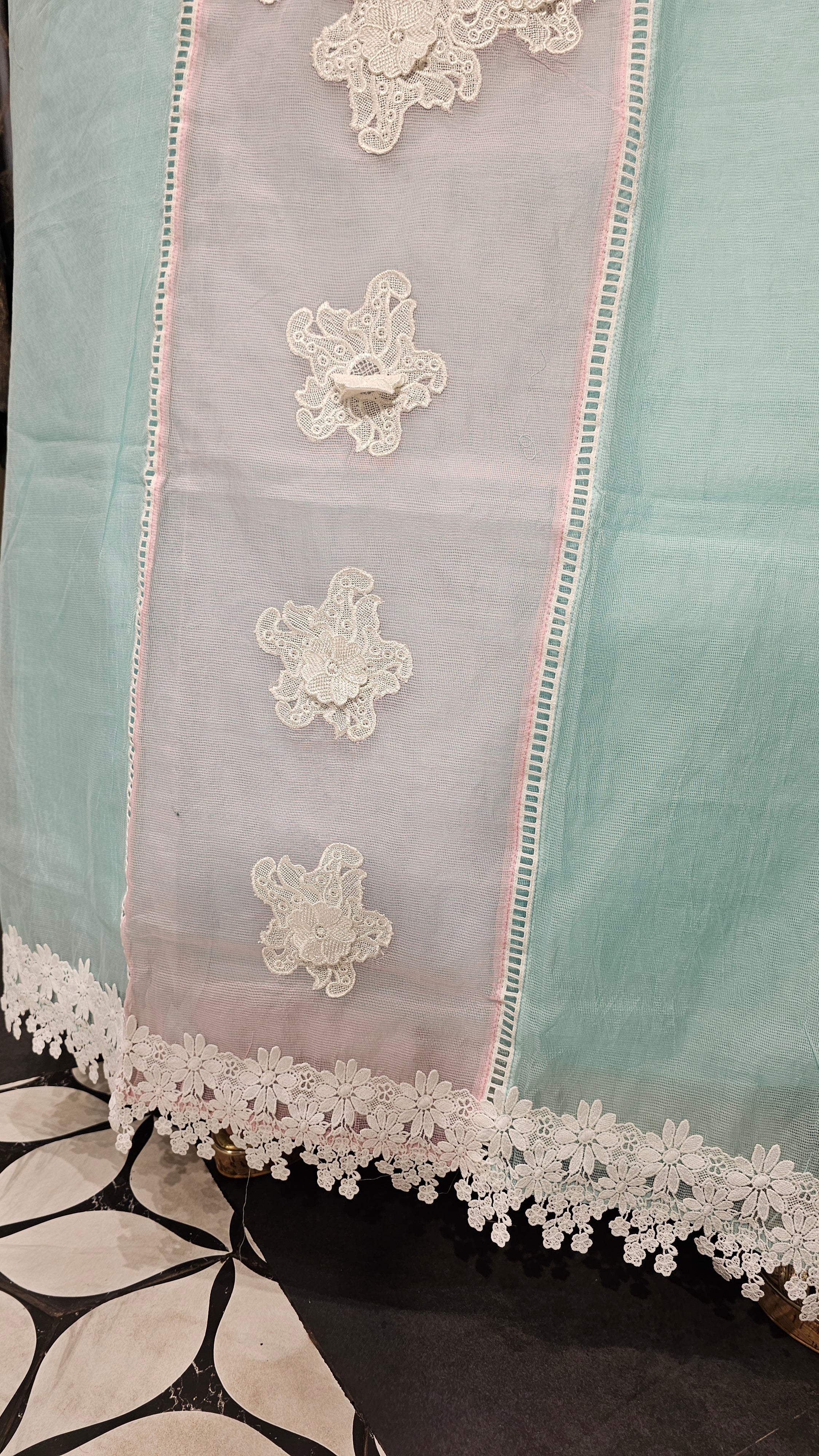 Beautiful Kota Doriya Suit with Cotton Dupatta trimmed With Lace work