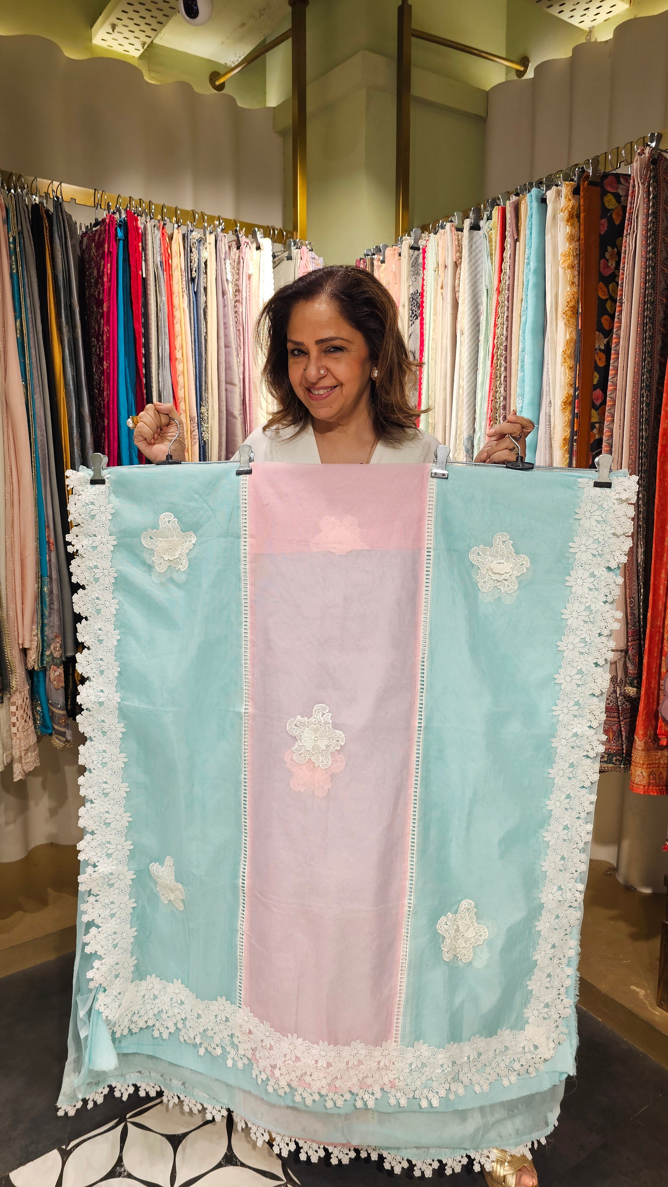 Beautiful Kota Doriya Suit with Cotton Dupatta trimmed With Lace work